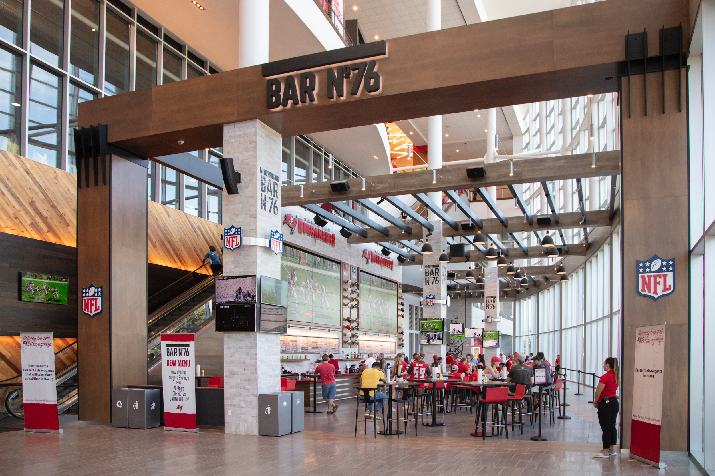 The entrance of Bar No 76 in East Stadium Club 