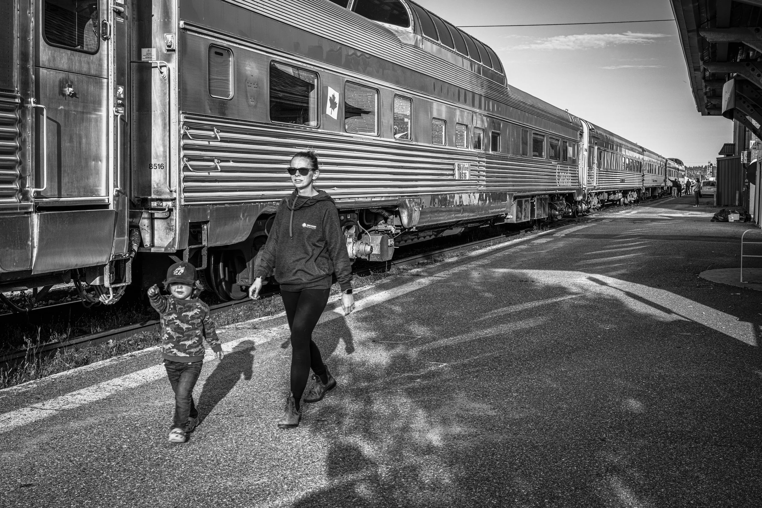 VIA Rail Canadian Train at Stop on Way from Toronto to Vancouver