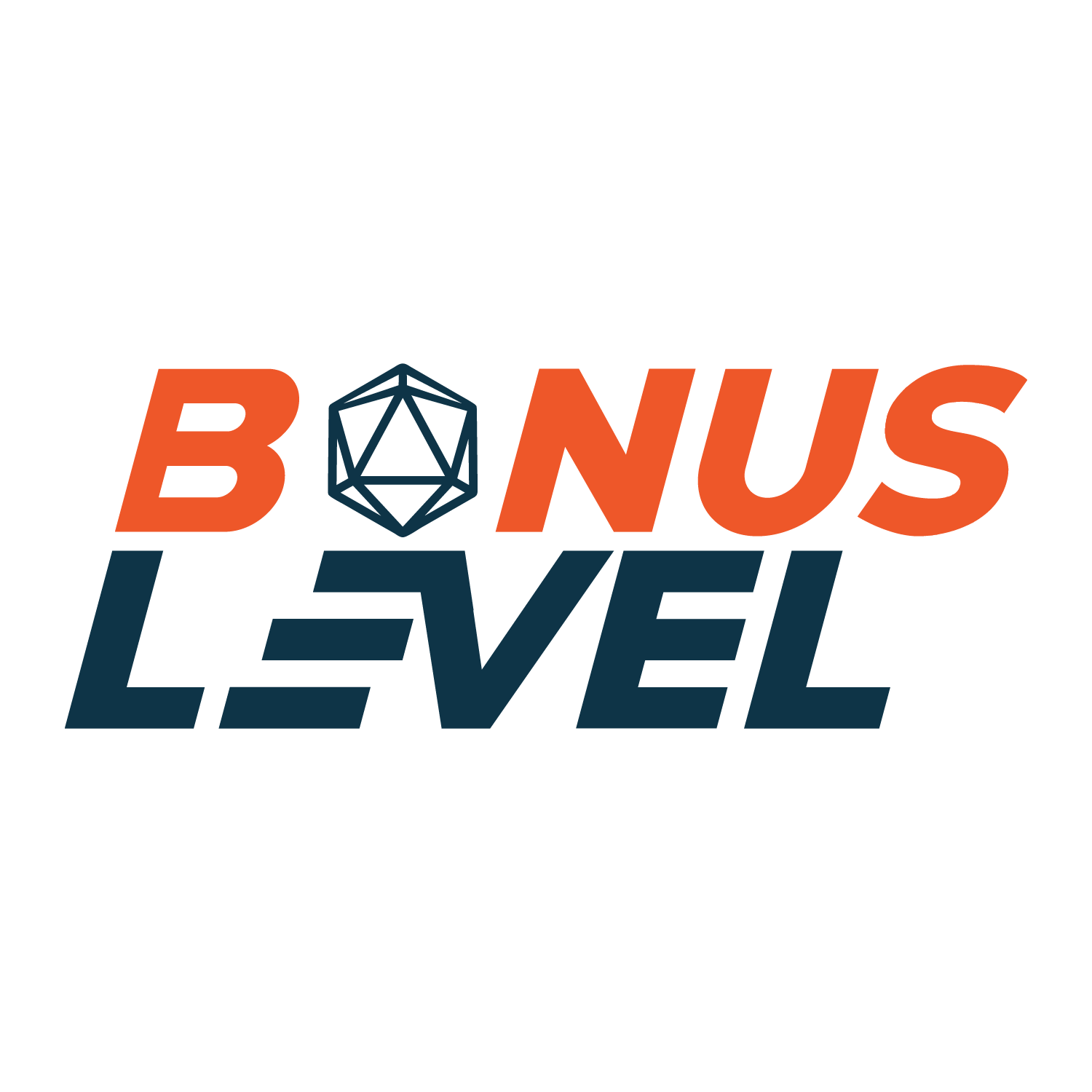Logo with the text 'Bonus Level' and a geometric die replacing the letter 'O' in 'Bonus'