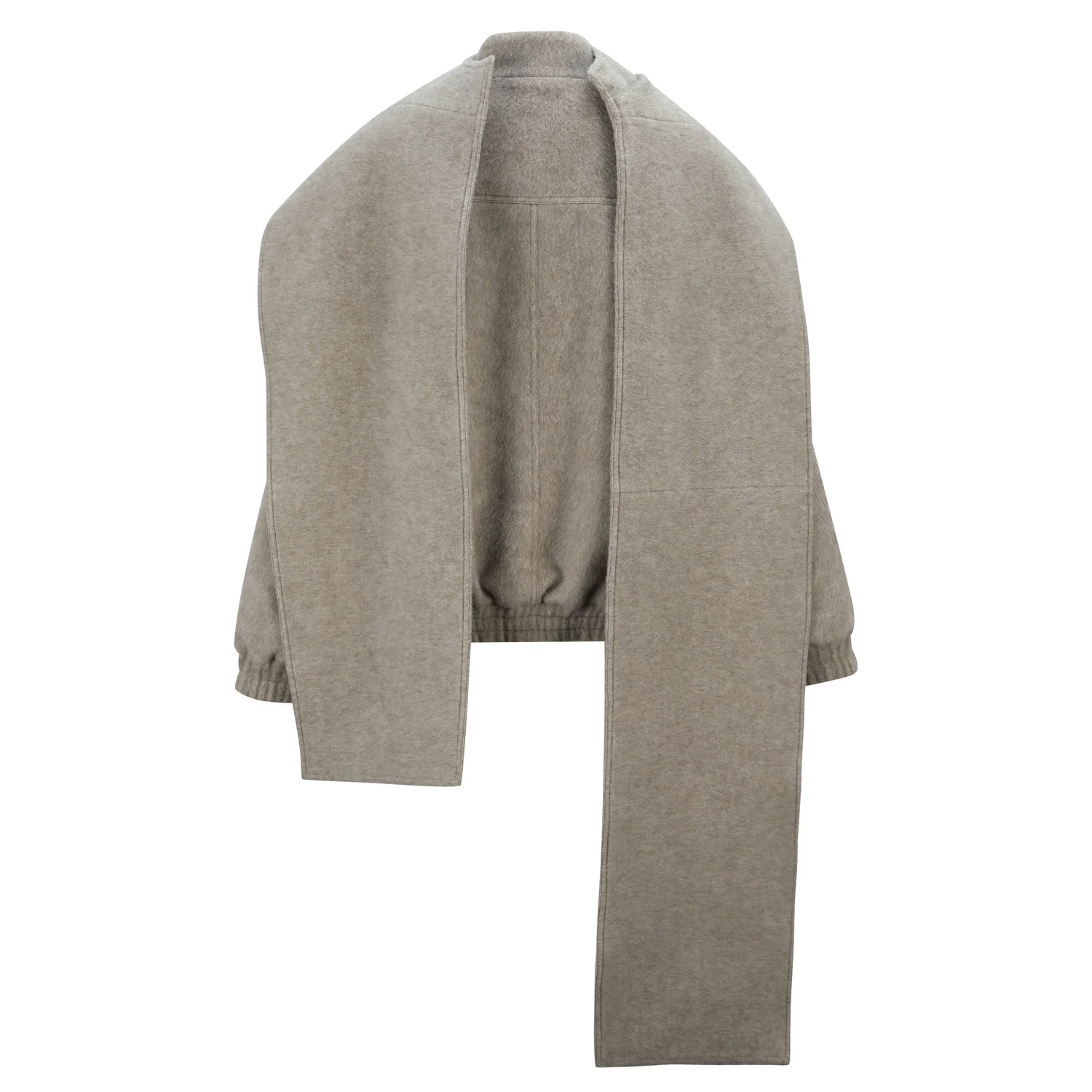 Wool Bomber Jacket with Detachable Scarf in Beige — DANZ