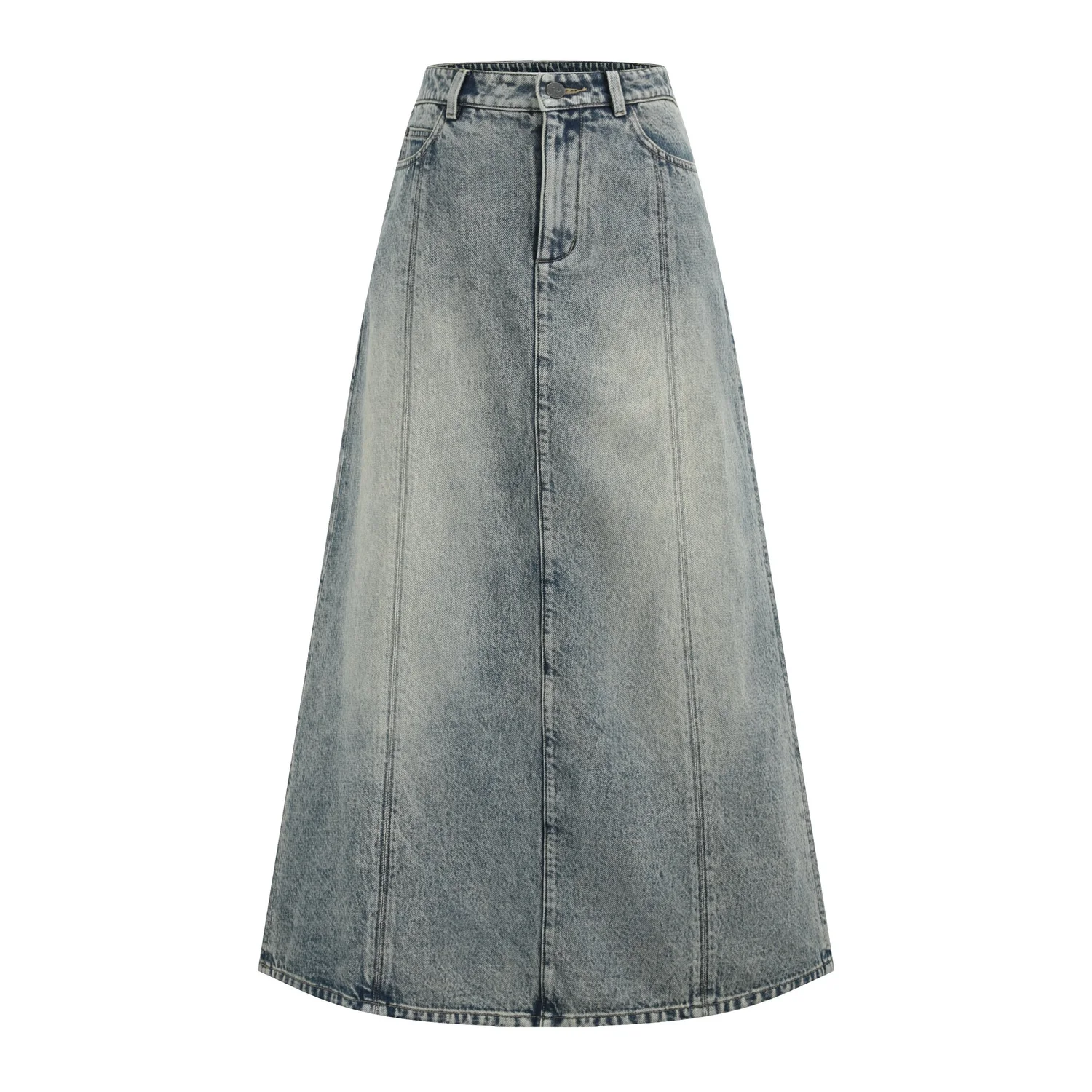 Denim Fishtail Low-Waist Denim Maxi Skirt — DANZ