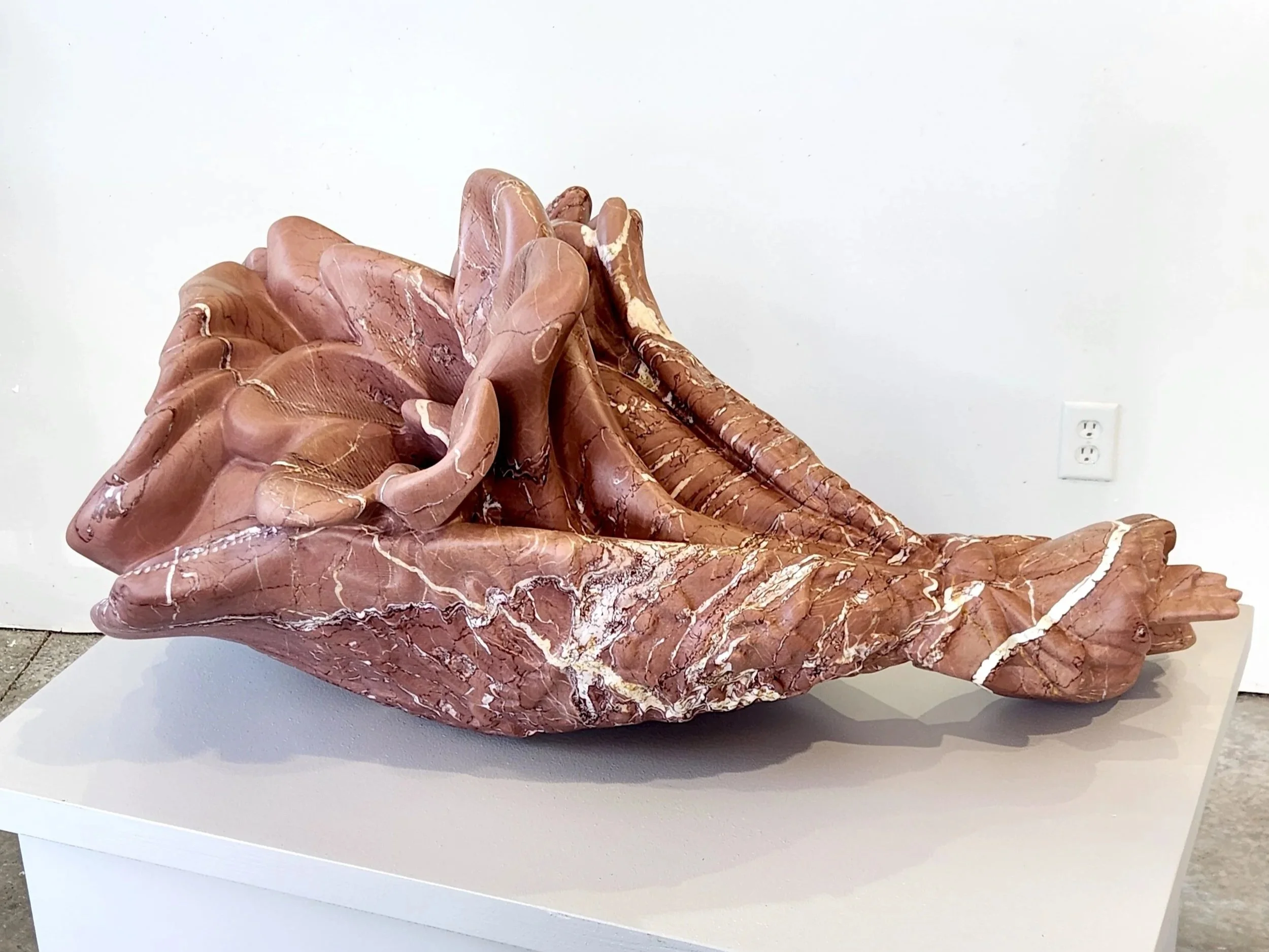 Mazzolino, 2024,  Roso Cardinale marble, 16 x 32 x 21 inches