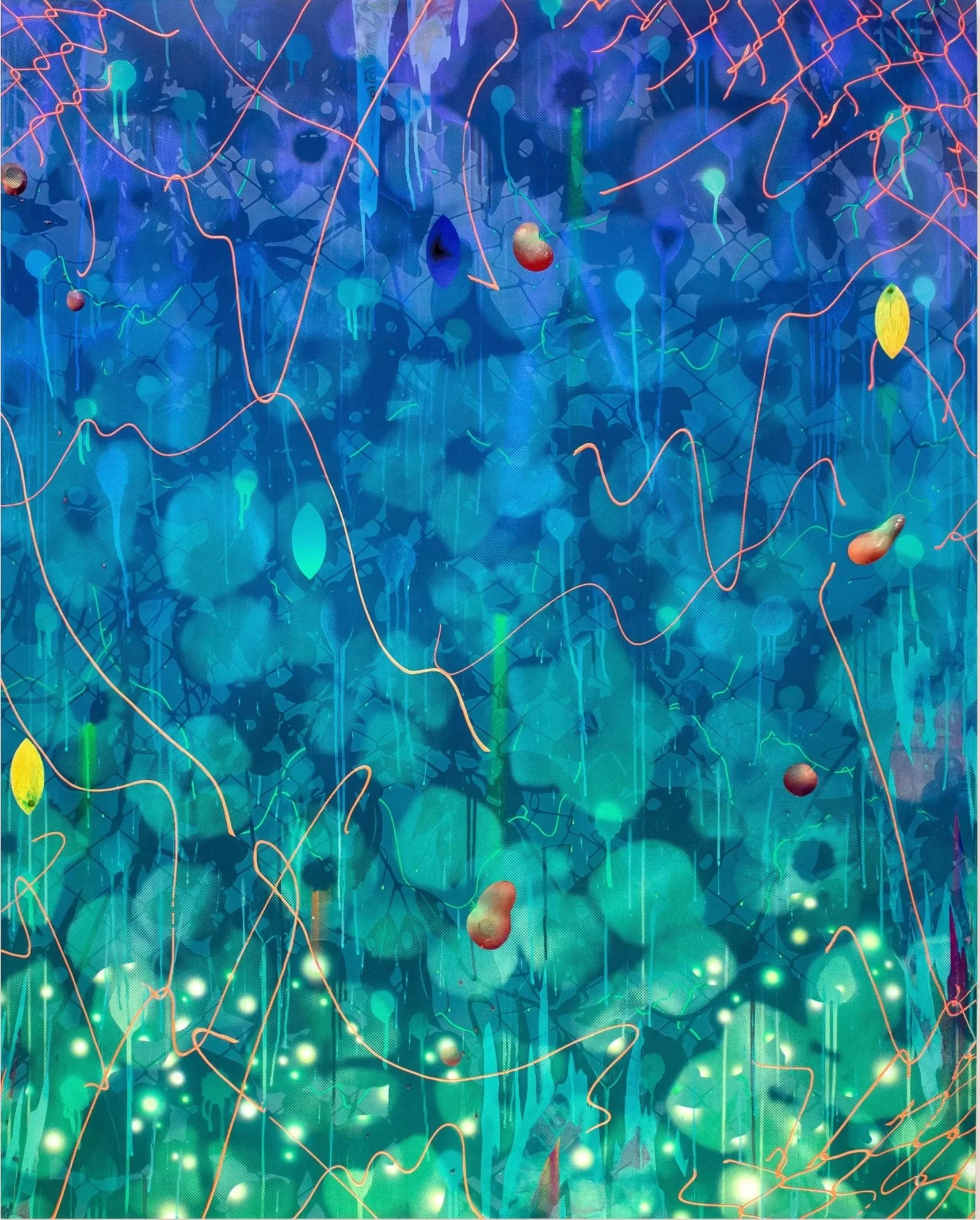 Hidenori Ishii, On the Fence - Still Life ß III, 2021, Acrylic & Kuricoat C-720 (synthetic resin), powder pigments on panel, 60 x 48 inches