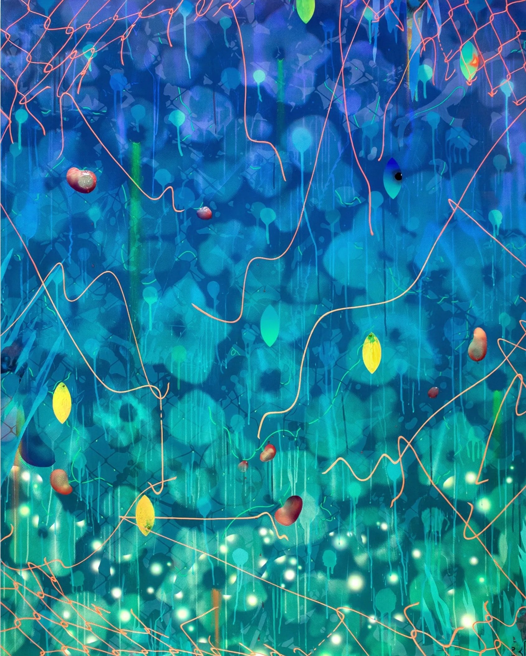 Hidenori Ishii, On the Fence - Still Life ß IV, 2021, Acrylic & Kuricoat C-720 (synthetic resin), powder pigments on panel, 60 X 48 inches