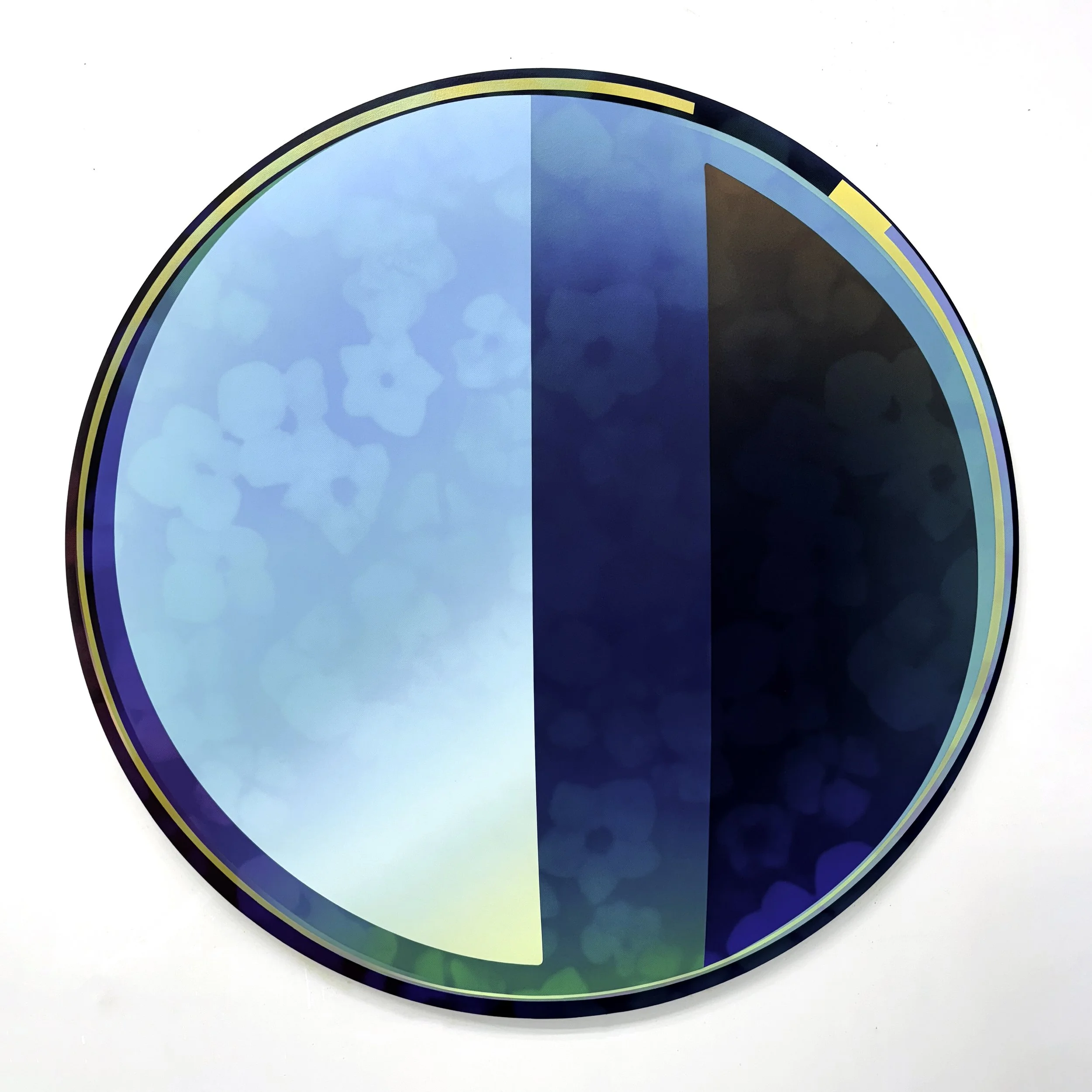Hidenori Ishii, MIRЯOR - Fluorite - TB, 2023, Acrylic and kuricoat on panel, 48 inches diameter