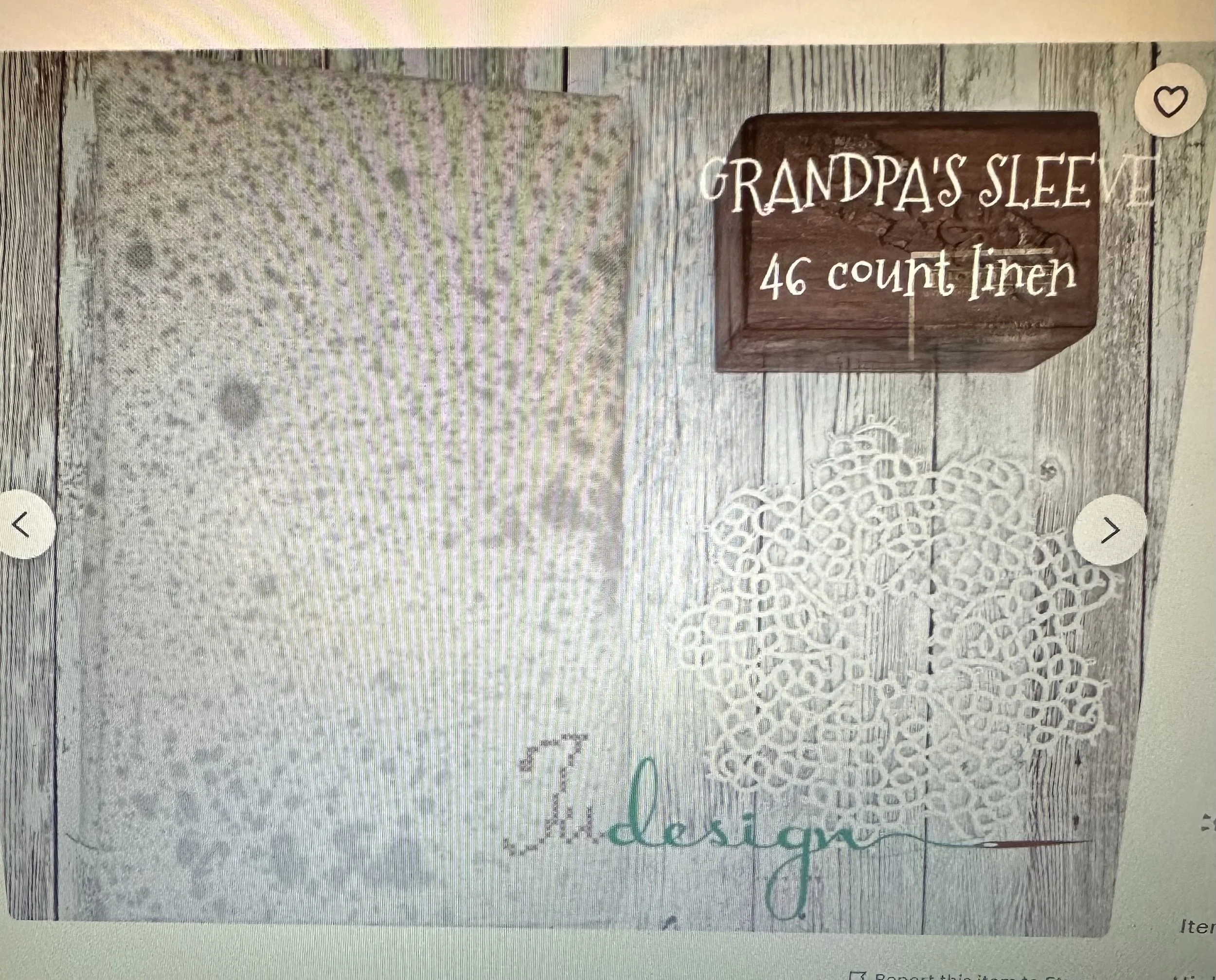 46 count Grandpa's Sleeve by XJuDesigns Fat Eighth 13 x 18 inche