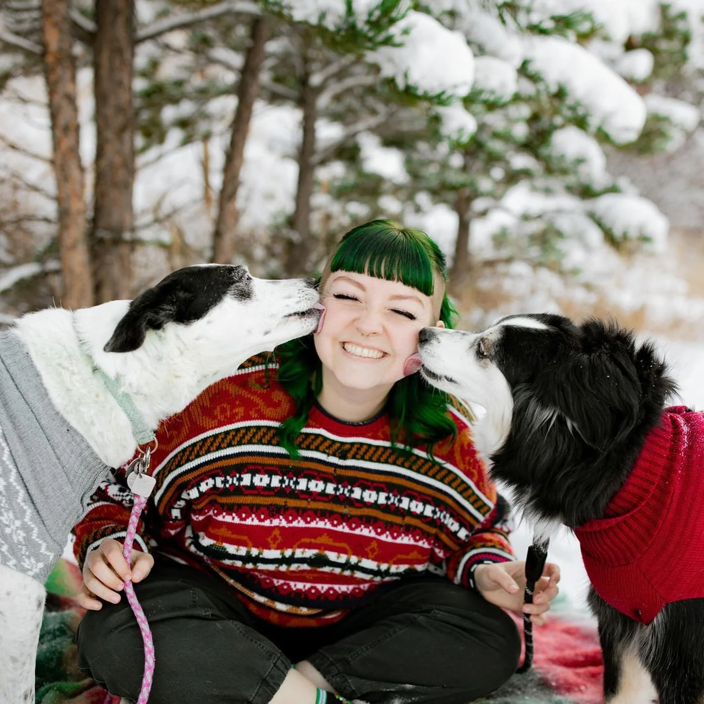 Just a girl and her dogs 🐾 💚
