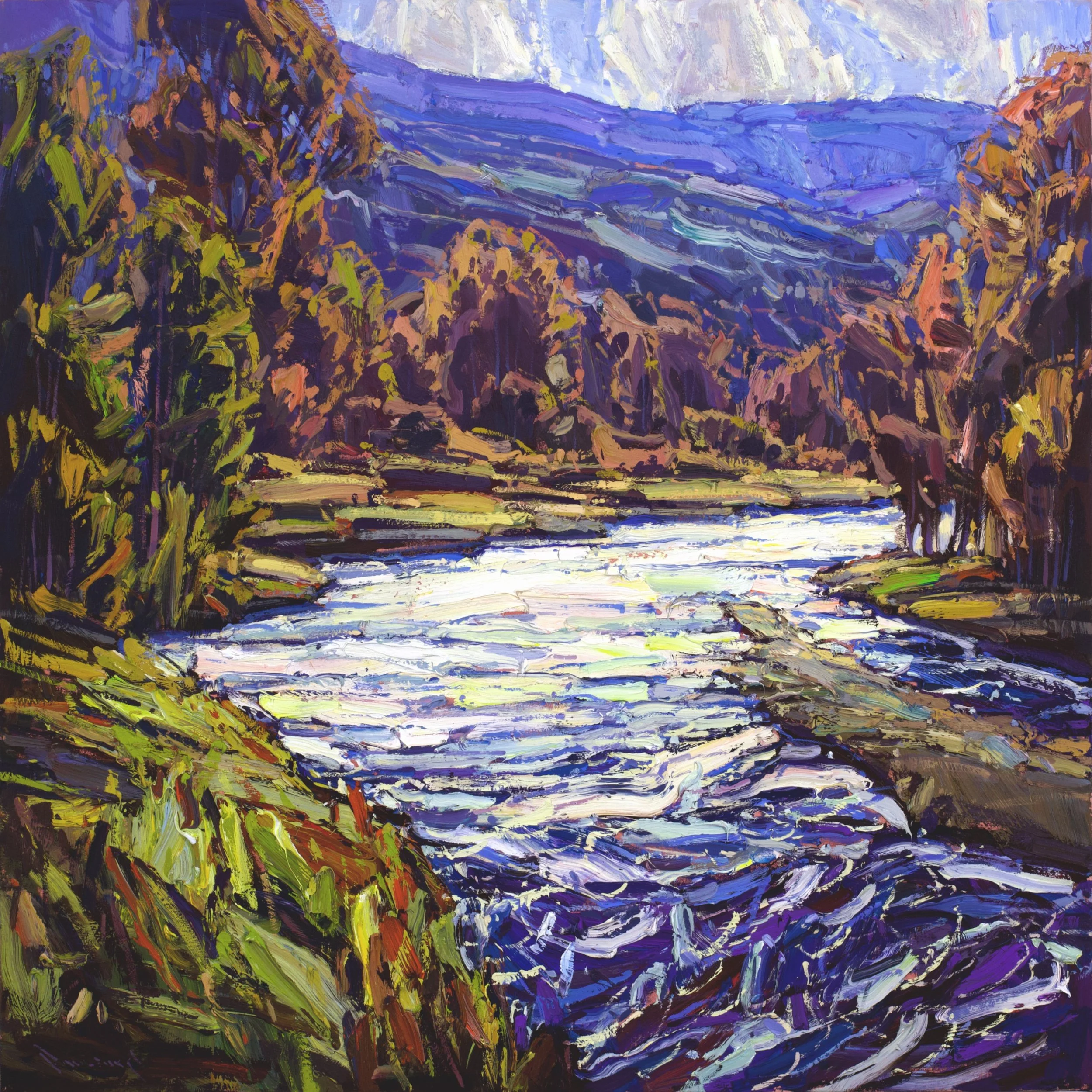 THE RIVER CARRIES US, 48X48