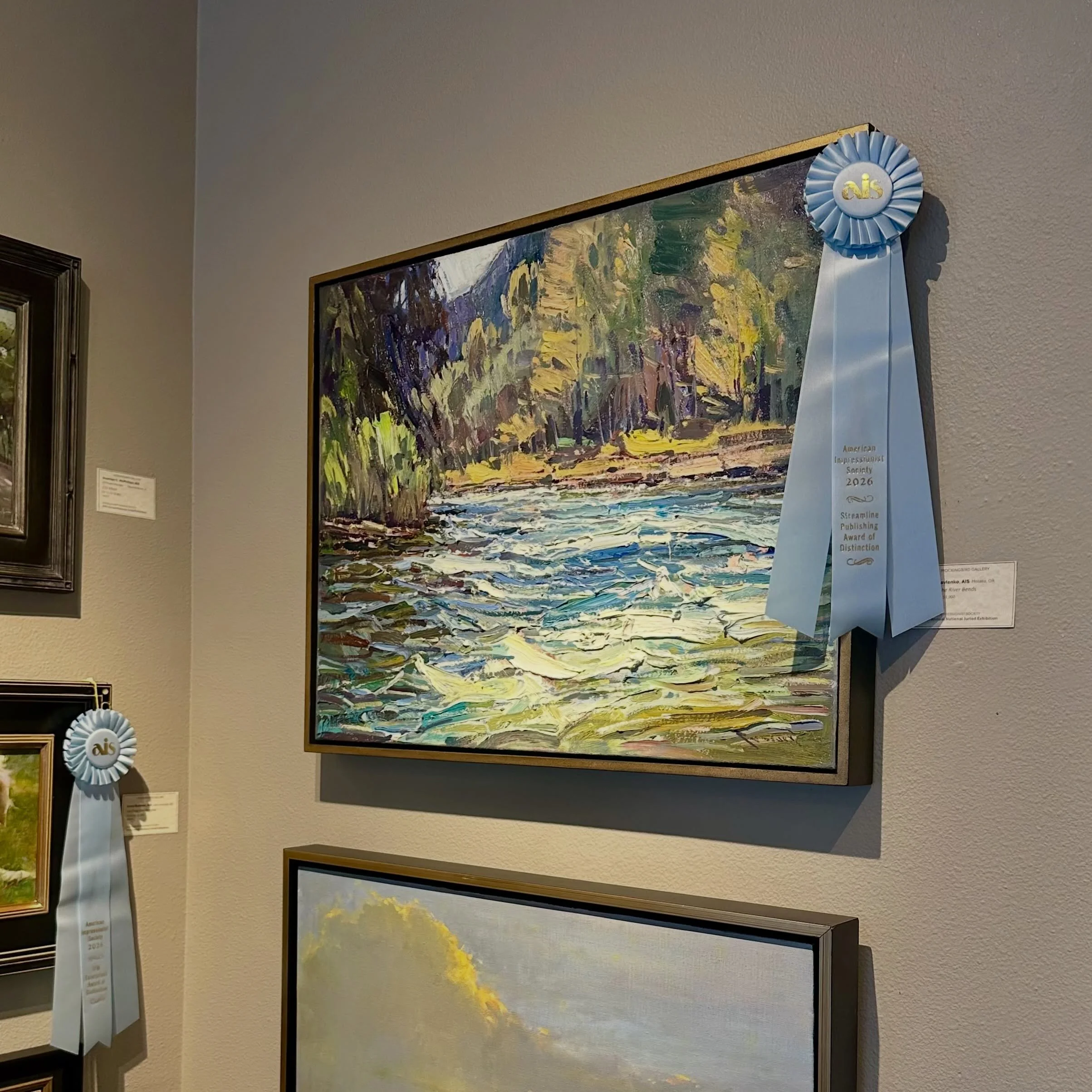 I&rsquo;m thrilled to have won an Award of Distinction at the @americanimpressionistsociety National Juried Exhibition. Thank you @streamlinepub for the award and @mockingbirdgallery for hosting the show! And congrats to all the other award winners!