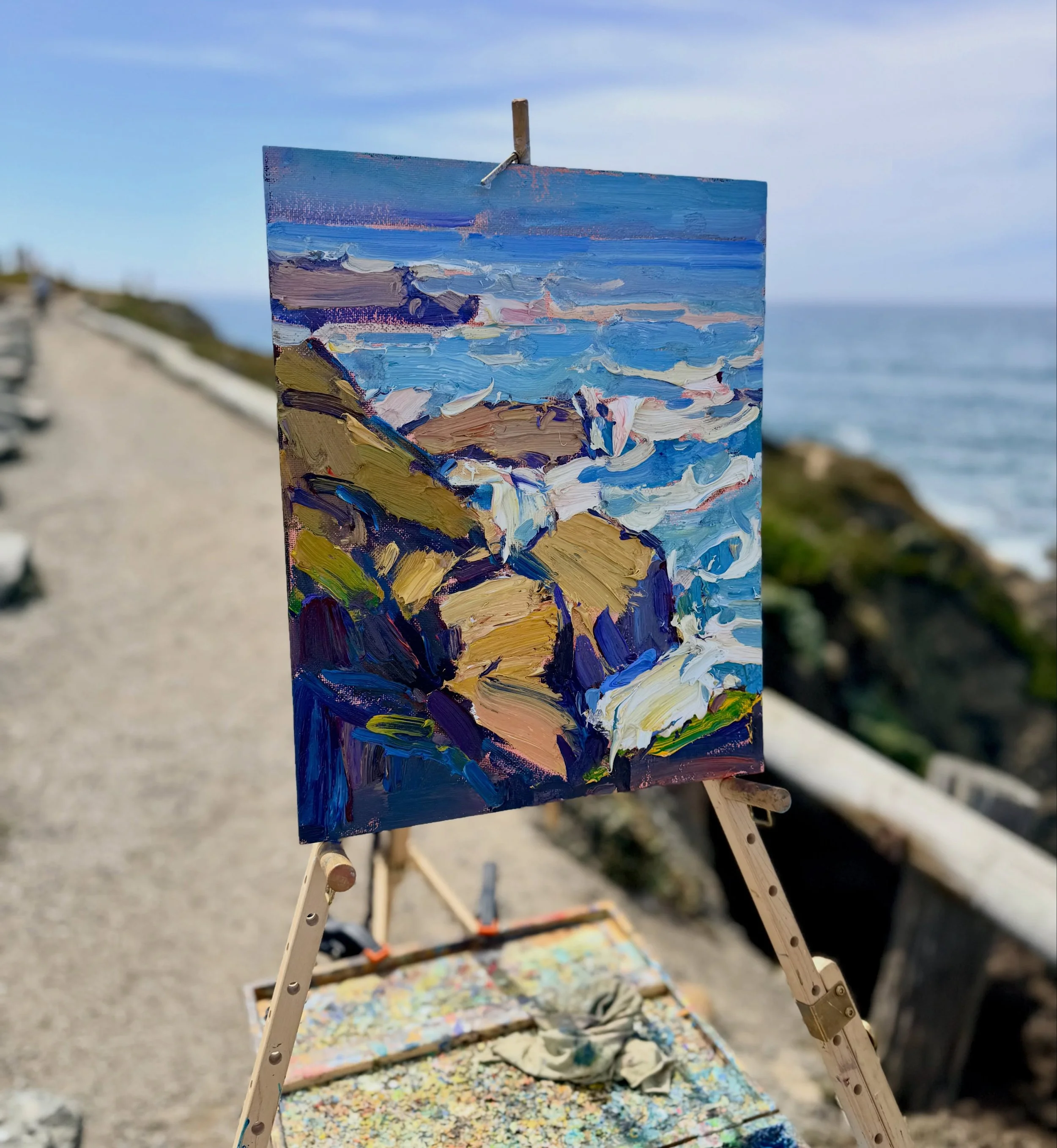 Here&rsquo;s a little seascape to kick off a week of painting for @sonomapleinair!