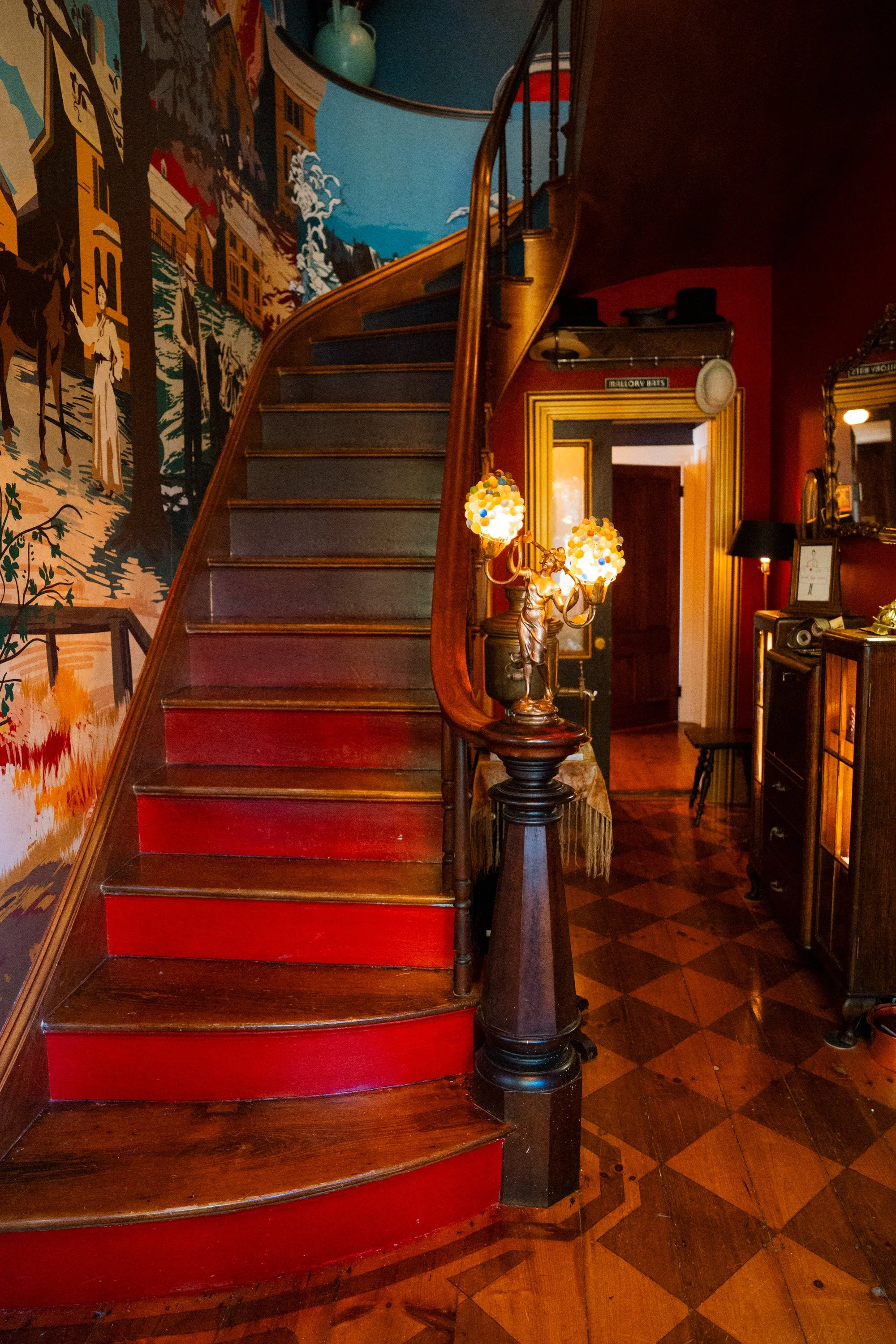 Cozy staircase photo from within the Dear Old Farm house.