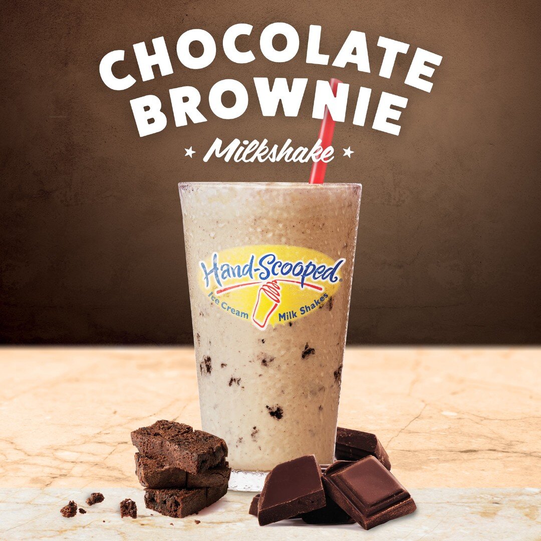 Ohhhhh yeahhh. Stacked with brownie bits, chocolate syrup and hand-scooped ice cream our Chocolate Brownie Shake is the best way to satisfy your #NationalChocolateShakeDay cravings. 🍫 🍫 🍫