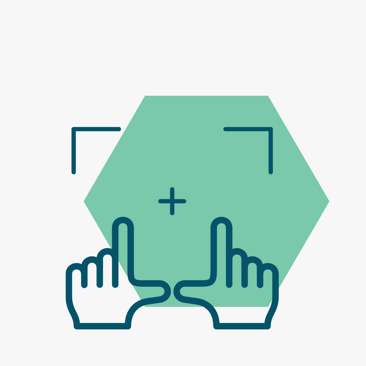 Abstract figure with leaves on turquoise hexagon
