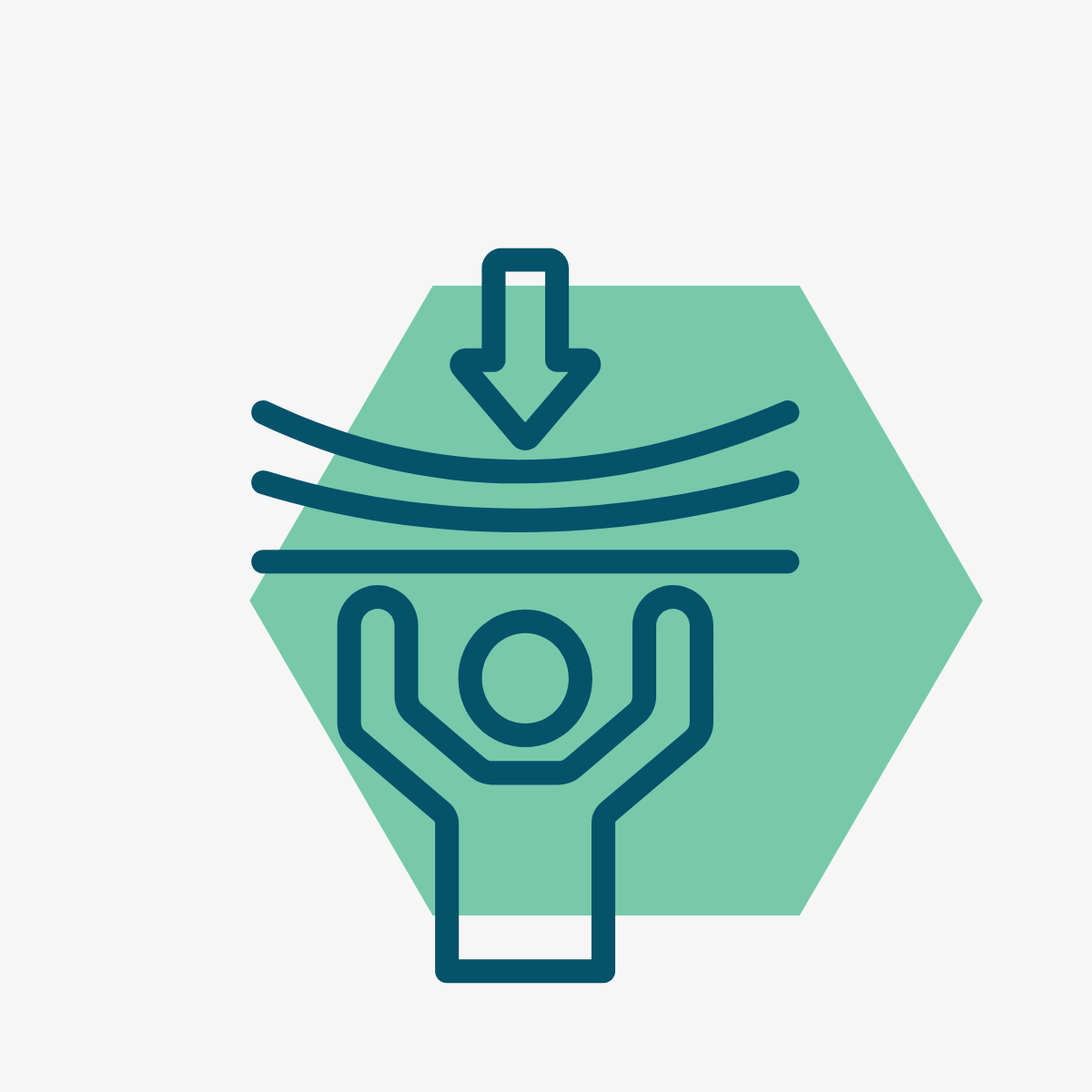 Teal geometric logo with a hexagon shape and overlapping lines forming a spiral pattern, set against a transparent background.