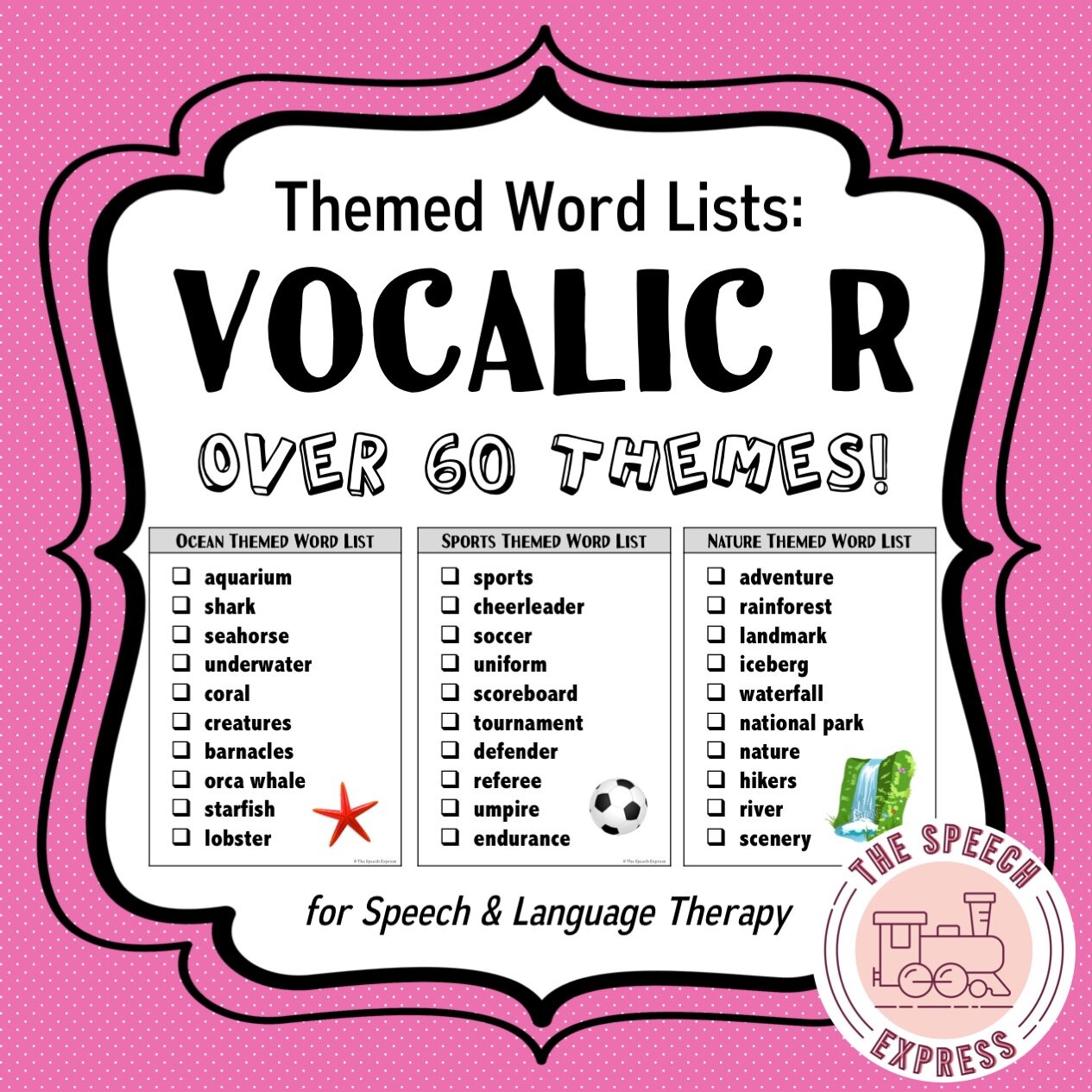 speech therapy word lists vocalic r