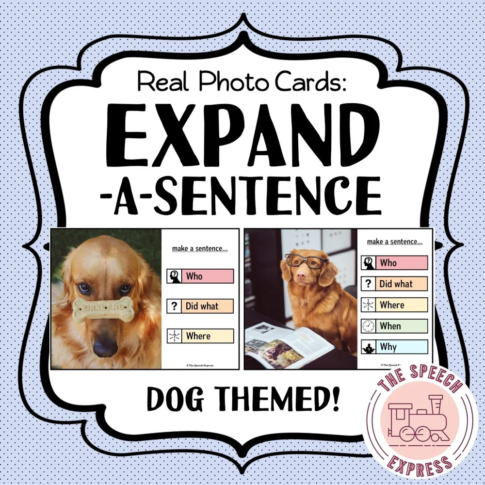 DOG THEMED Expand-A-Sentence Photo Cards for Speech and Language Therapy —  The Speech Express