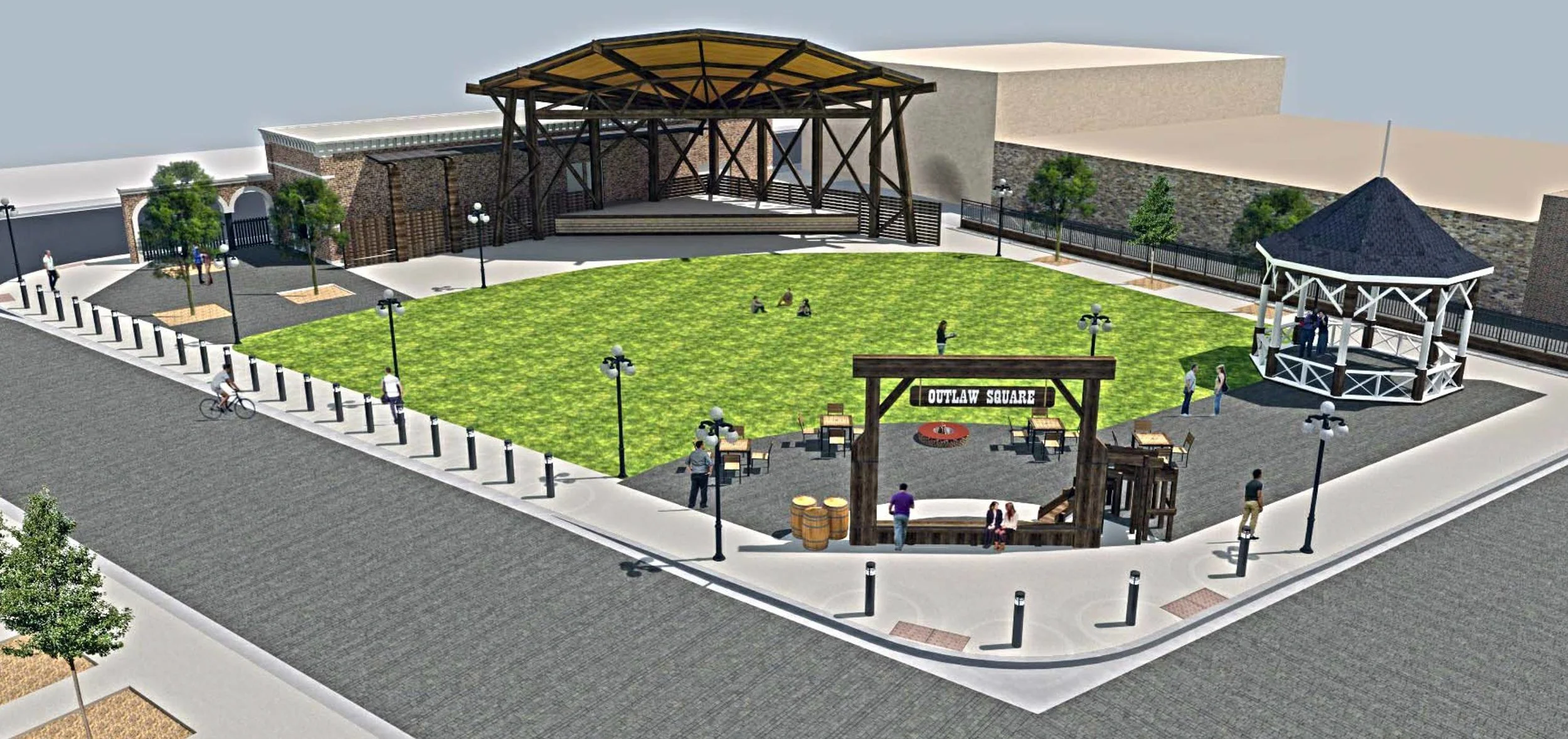 A digital rendering of the completed Outlaw Square in Deadwood, South Dakota
