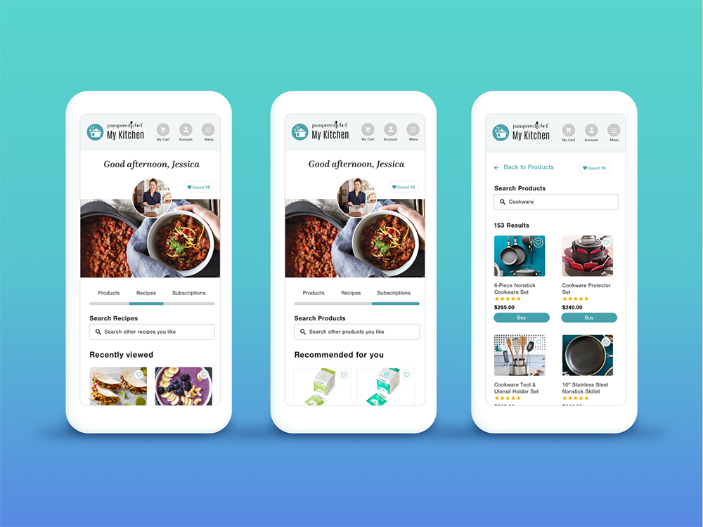 Customer account and personalized shopping - View browsed products, recipes, and subscriptions. Also, easy access to account settings and order history.