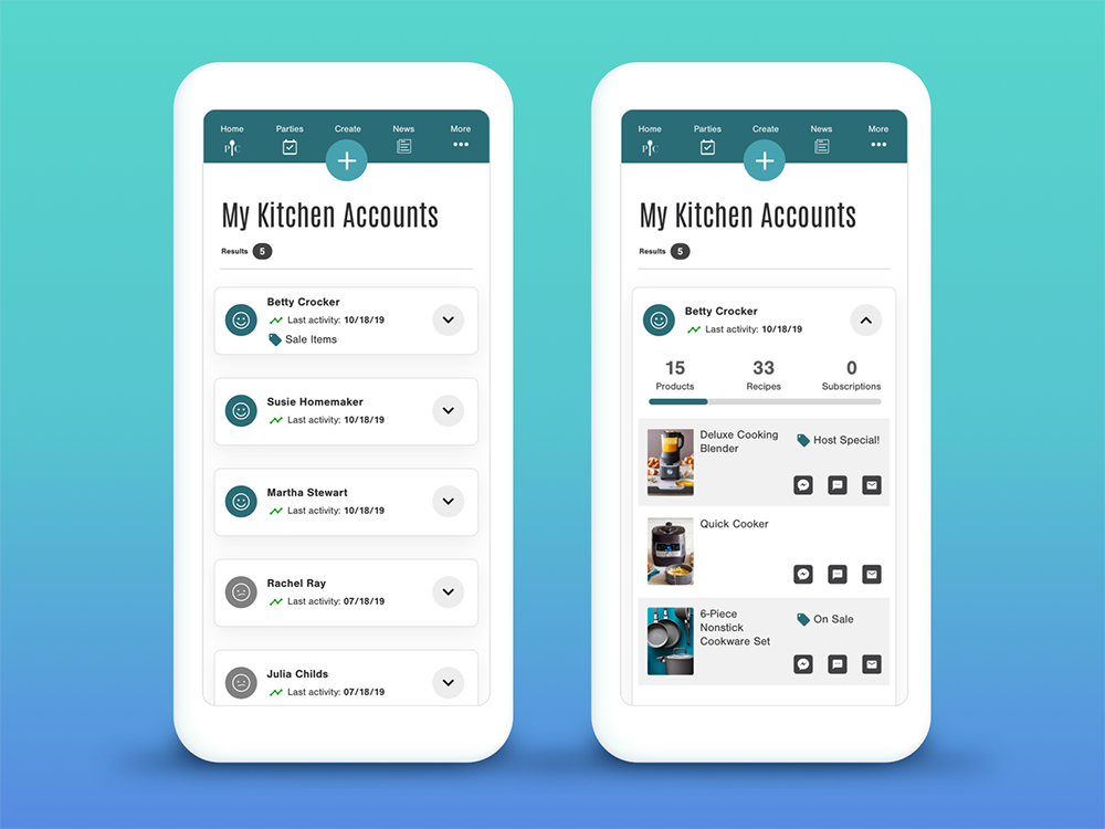Consultant CRM - These screens show a consultant's view of a customer's shopping behavior, as well as sales and incentives to support that behavior. You will see on the left, the consultant customer accounts and activity are funneled into our compan…