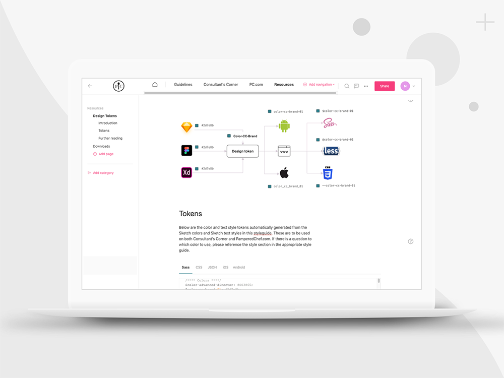 Design Tokens - I exported and synced our colors, and fonts into design tokens.