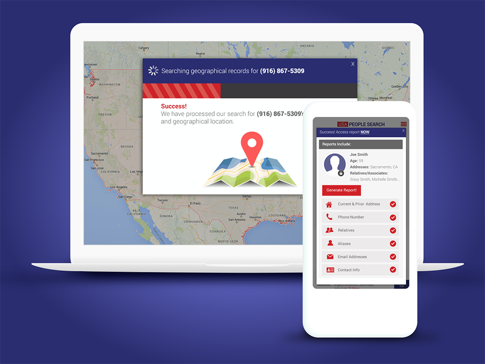 Search Funnel - Results included name, age, relatives, previous addresses, and phone numbers.