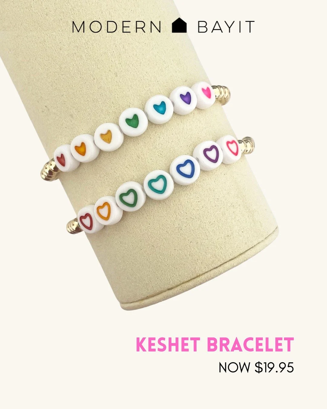 ✨ 14K Keshet Bracelet &mdash; Now $19.95 
This handmade stretch bracelet celebrates LOVE! Featured is the rainbow,  a timeless symbol of covenant, promise, and light in Jewish tradition. Whether you wear it as an expression of pride, love, acceptance