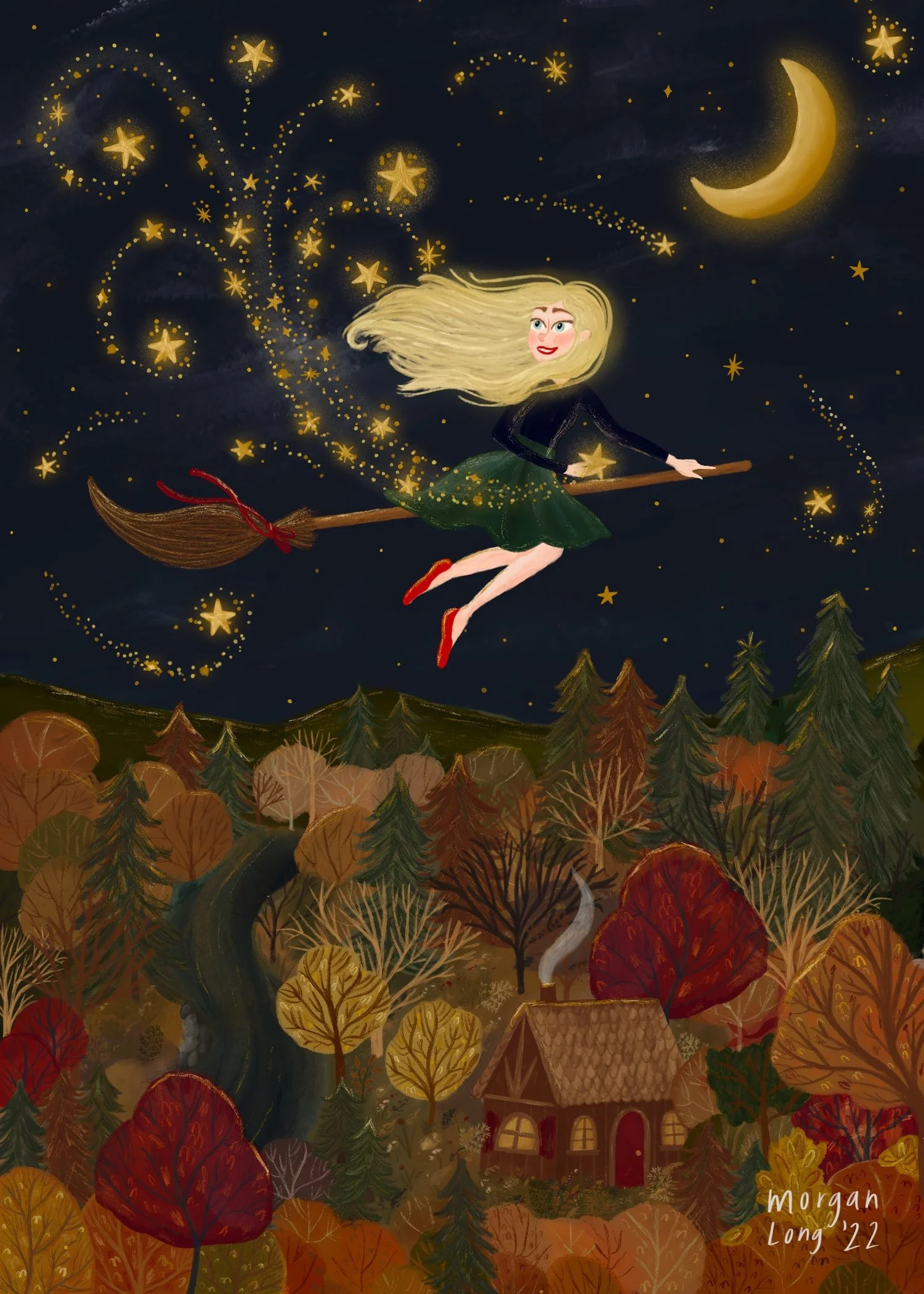 Whimsical Witch Postcard