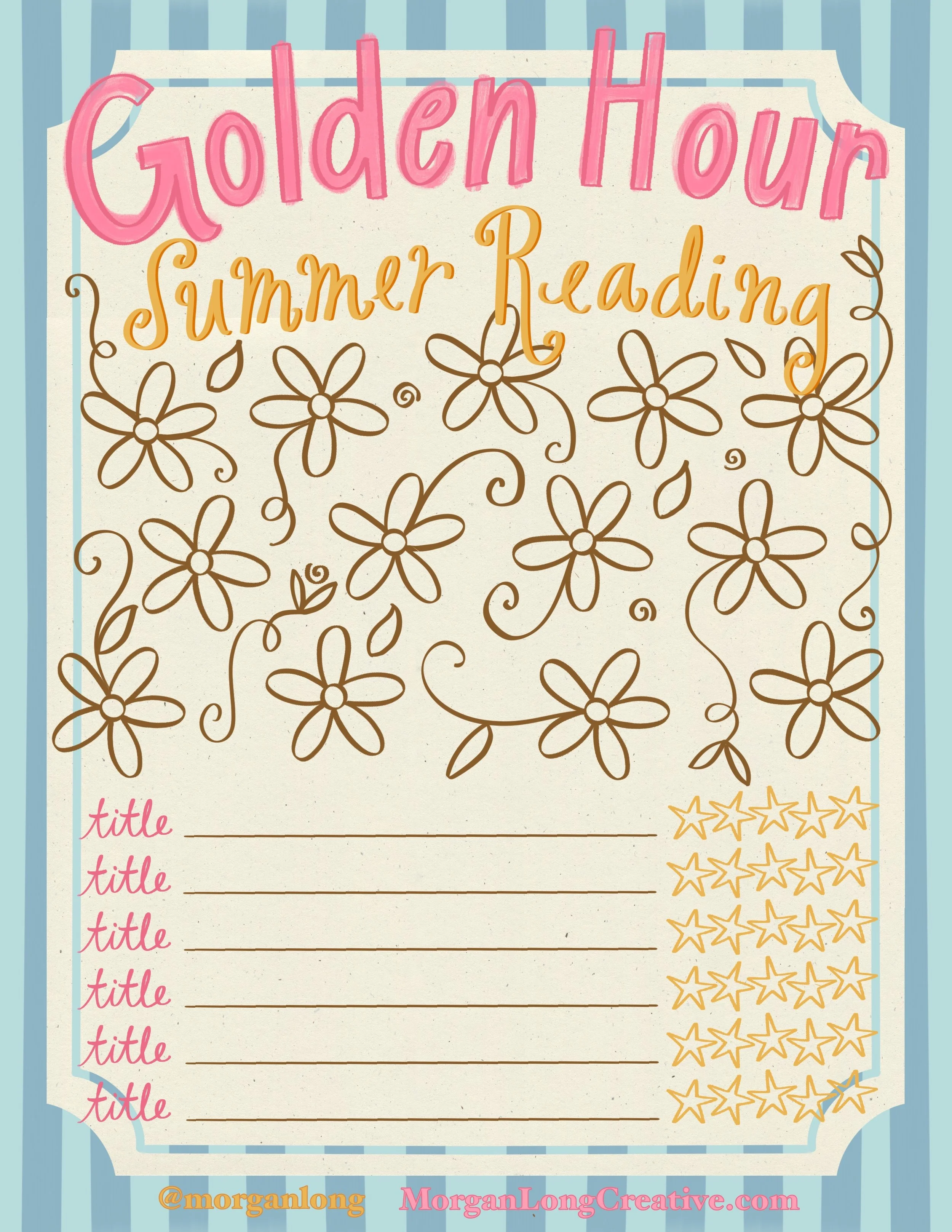 Golden Hour Summer Reading Log