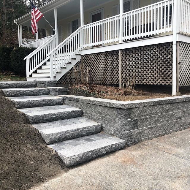 Before and after of a small wall and step install