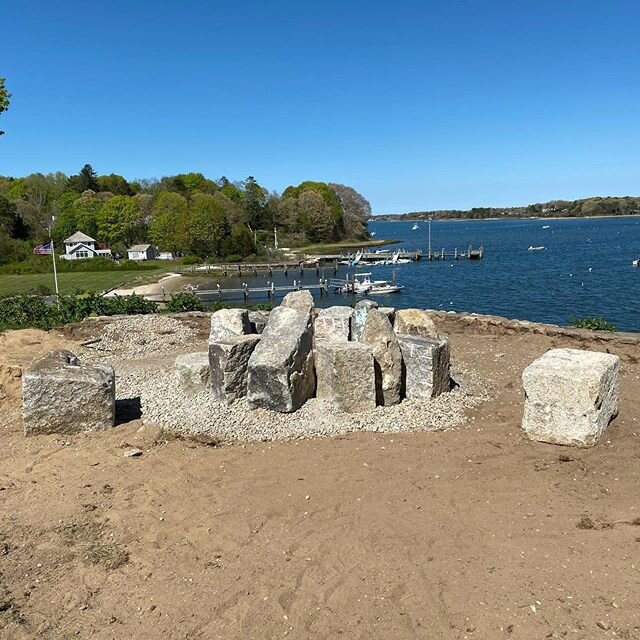 Progress pictures of a reclaimed granite fire pit we&rsquo;re working on in Cotuit