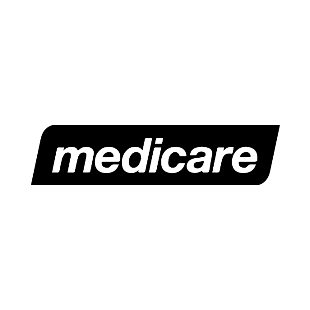 Word 'medicare' in white text on black background.