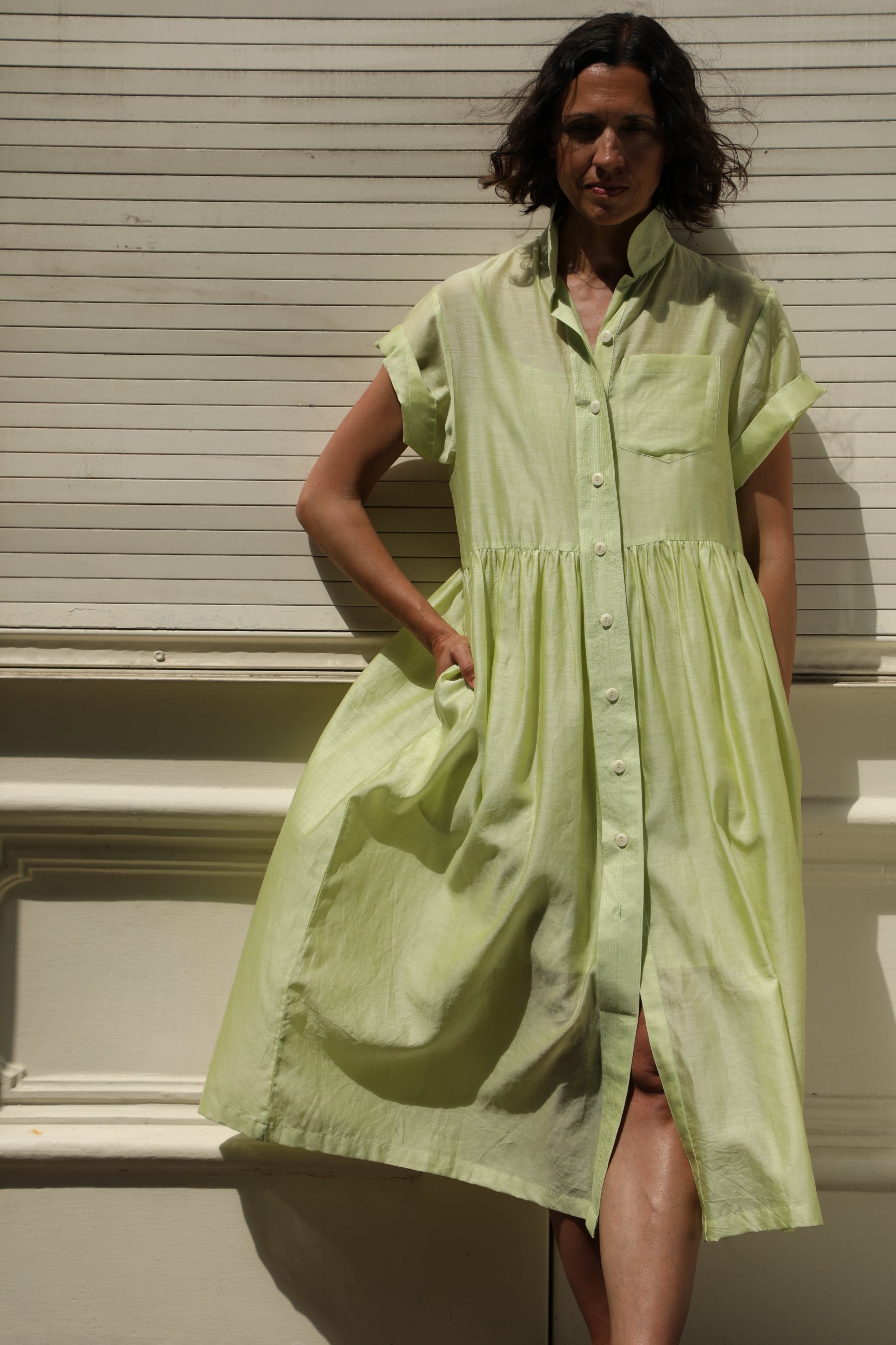 STOCKHOLM DRESS in Lime chanderi