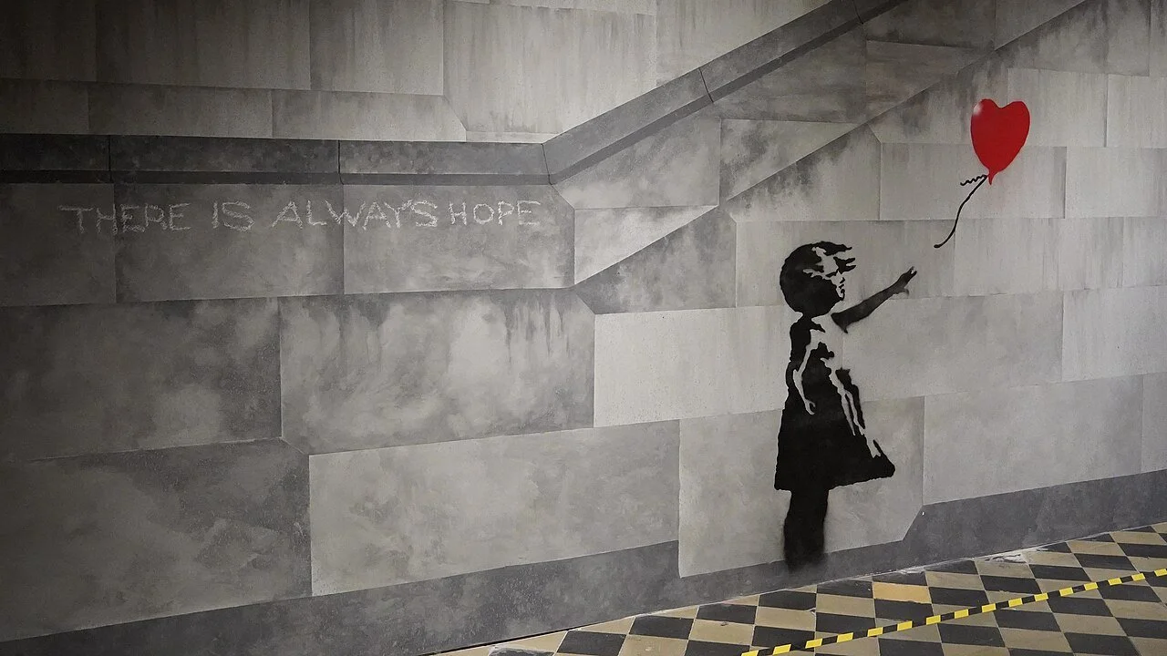 Banksy's girl with balloon in the World of Banksy 2022, Brussels by Miguel Discart