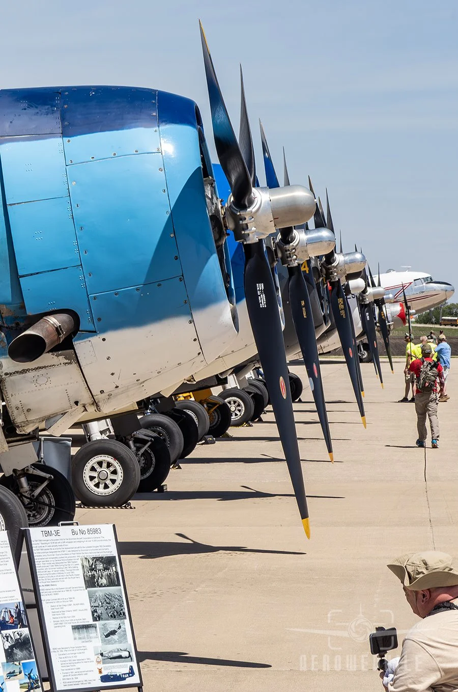 Behind those propellers are twin-row Wright R-2600-20 Twin Cyclone fourteen-cylinder radial engines.
