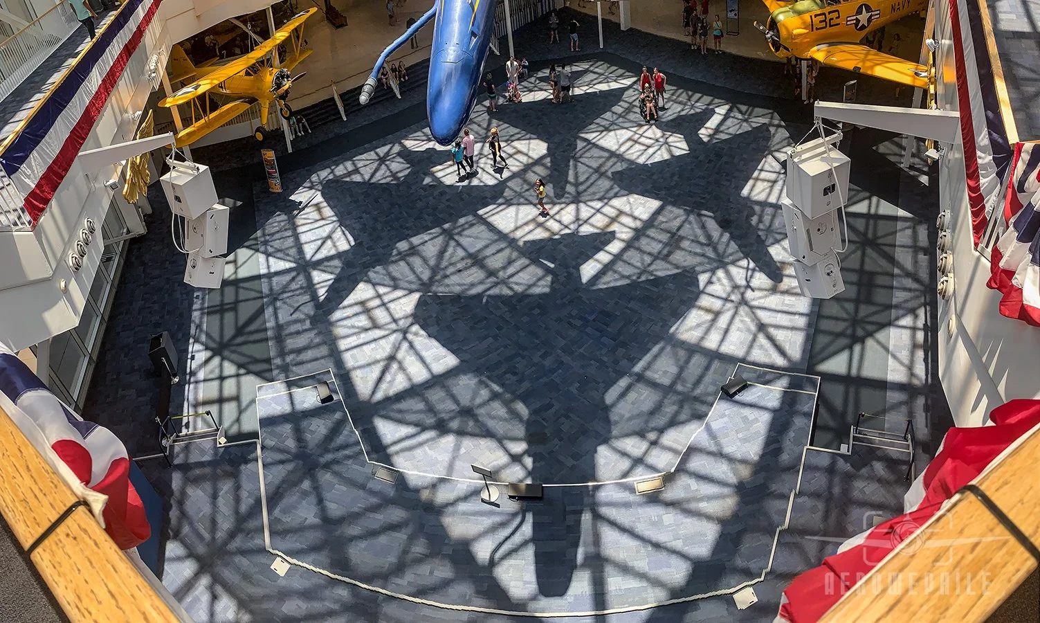 Blue Angel A-4 Skyhawk shadows on the floor of the Blue Angel Atrium.