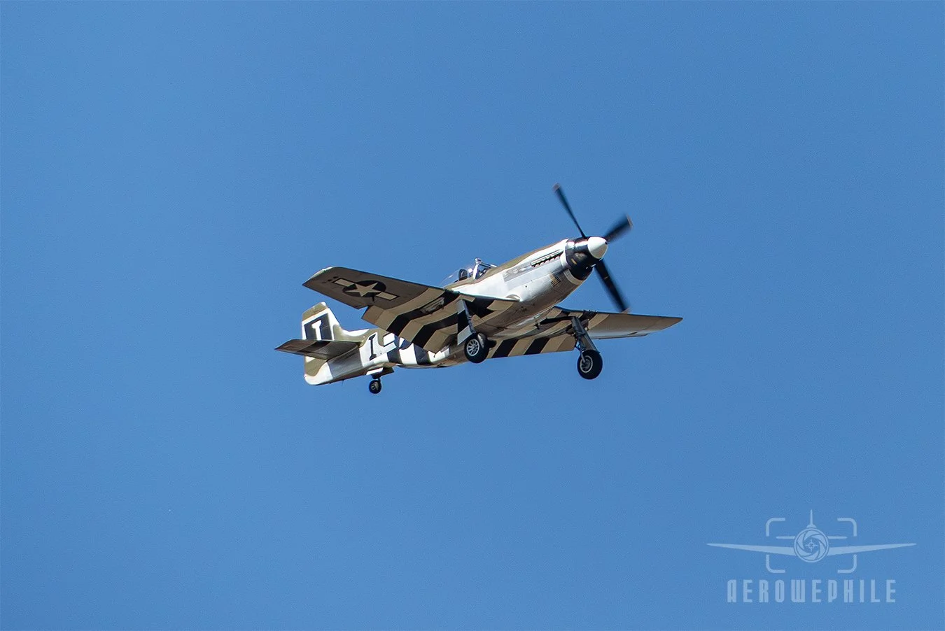 Gear down on this P-51D Mustang as it heads in to land at Illinois Valley Regional Airport.