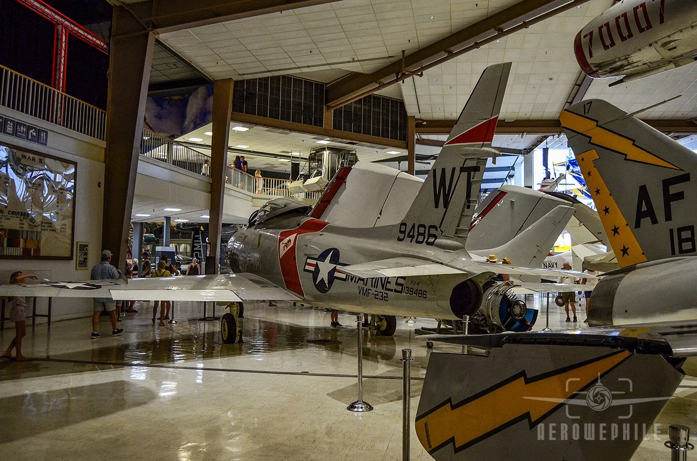 North American produced 374 FJ-4/4B Fury aircraft (redesignated F-1E in 1962). Accepted by the Navy in November 1956, the Museum's example (Bureau Number 139486) is one of only two to exist anywhere in the world. It was retired from service in Decemb