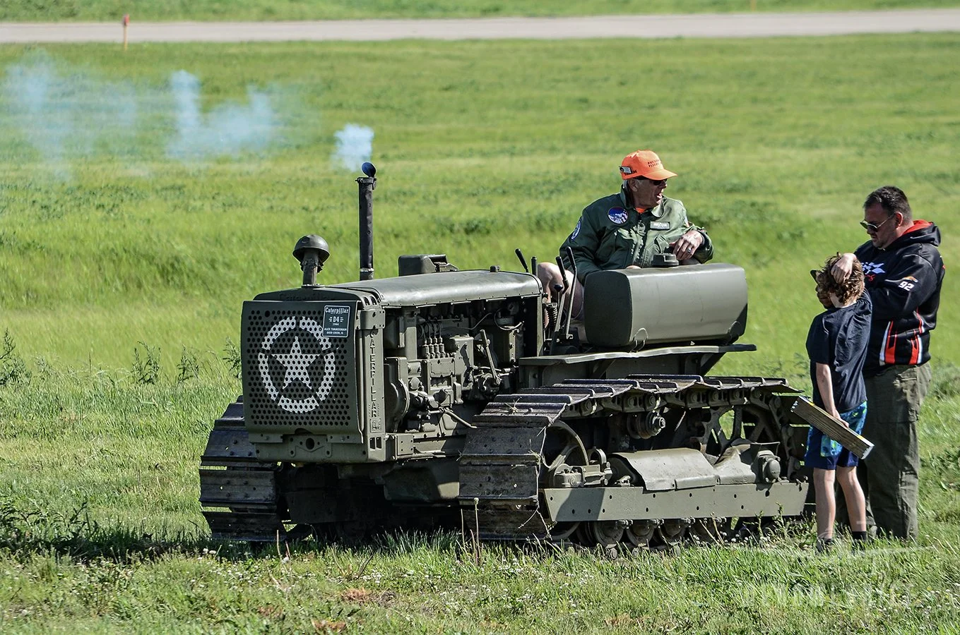 Caterpillar D4 track-type tractor that was part of the reenactor's encampment.
