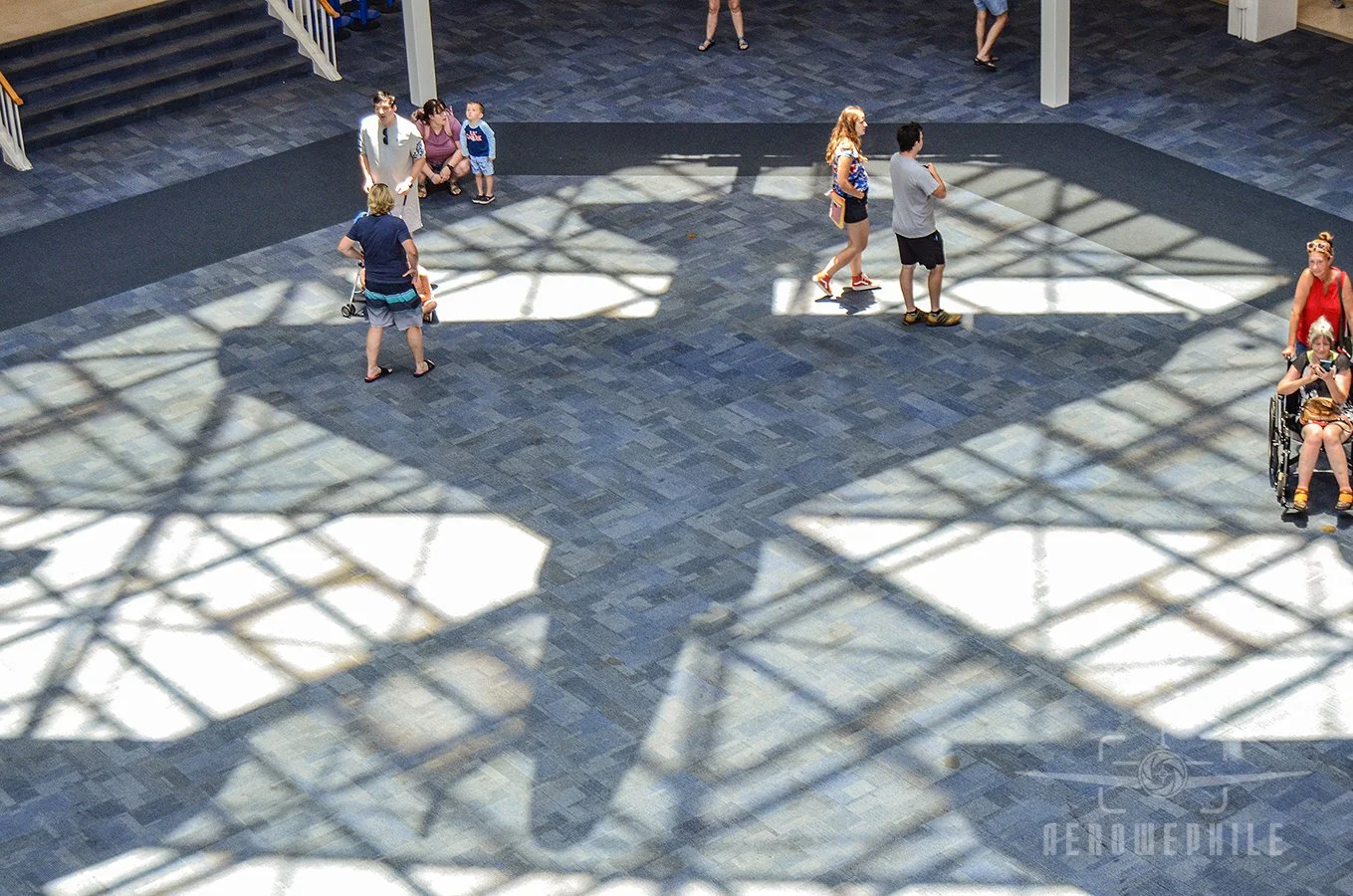 Blue Angel A-4 Skyhawk shadows on the floor of the Blue Angel Atrium.