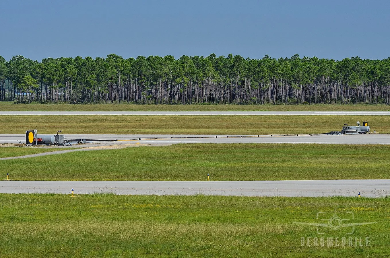 Arrestor cable on the runway at NAS Pensacola.