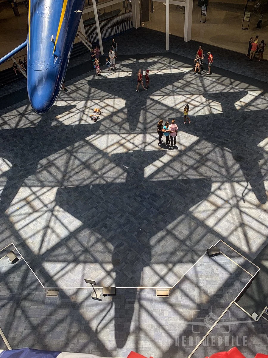 Blue Angel A-4 Skyhawk shadows on the floor of the Blue Angel Atrium.