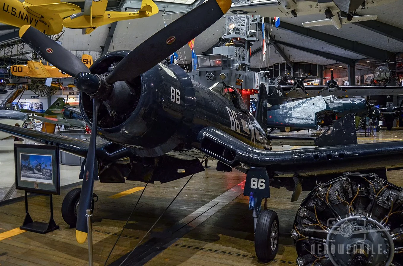 To speed production, Goodyear Aircraft and Brewster produced similar versions of the F4U-1, designated as the FG-1 and F3A, respectively. Various modifications appeared. Some FG-1As had non-folding wings.