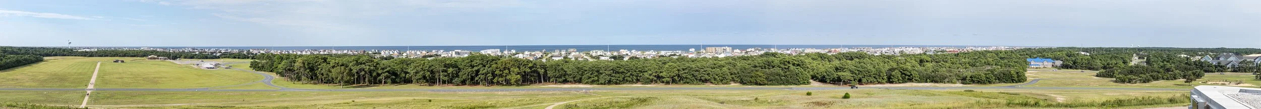 Composite photo of the view from the top of Big Kill Devil Hill of the town of Kill Devil Hills, NC.