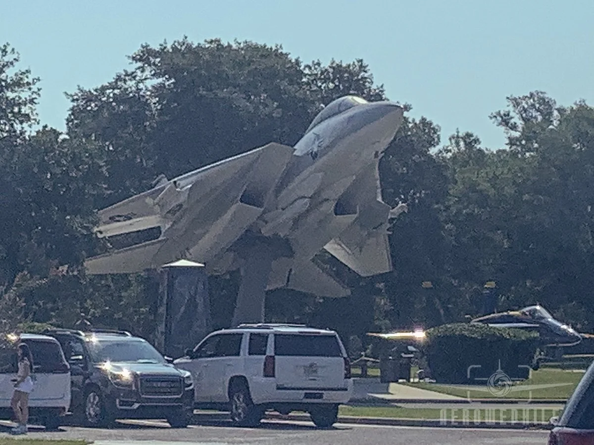 Grumman F-14A Tomcat sitting outside the museum entrance.