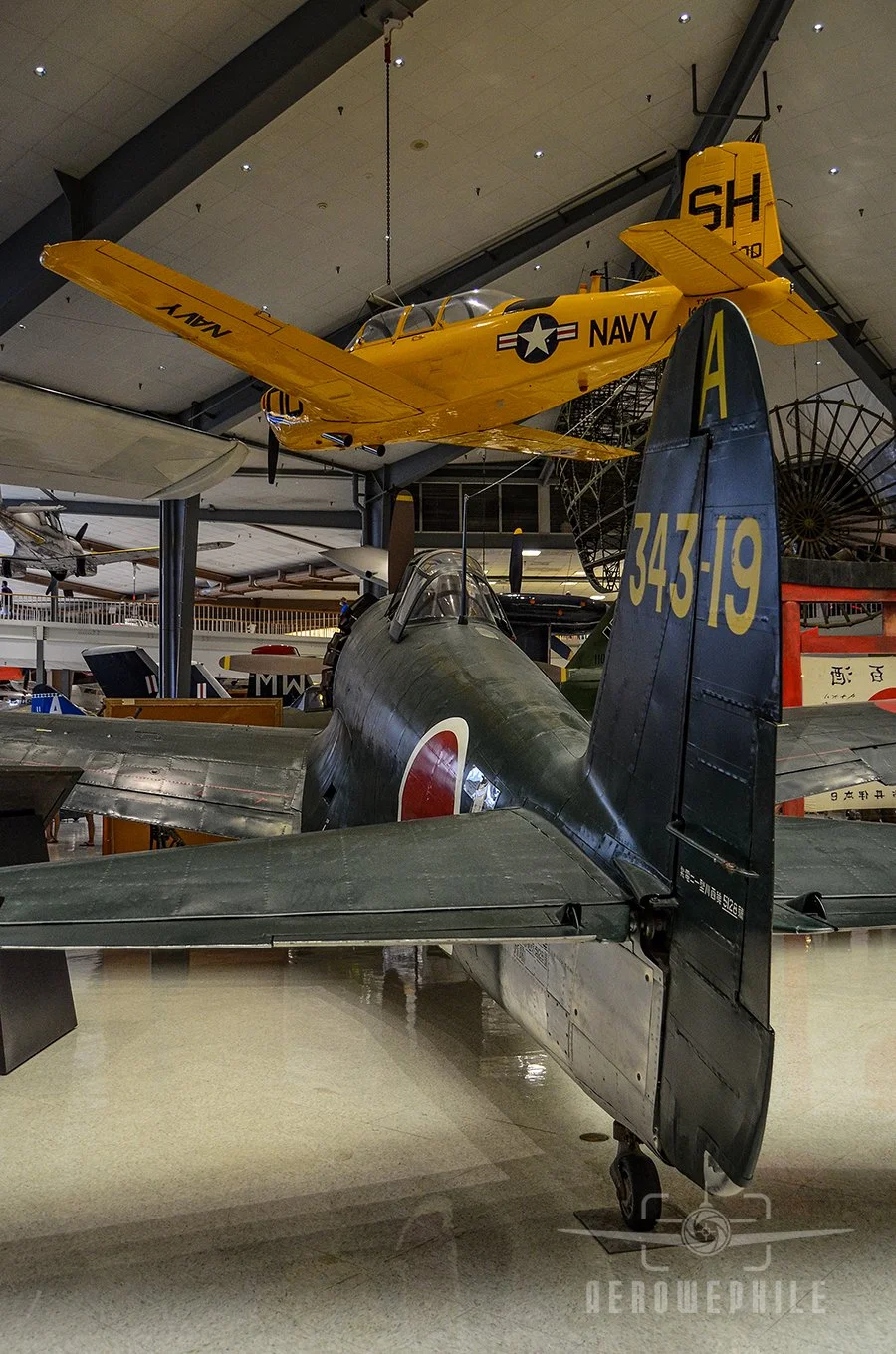 One of four surviving examples, the Shiden Kai (Violet Lightning Modified) on display served with the 343 Kokutai (air group) led by the famous Captain Minoru Genda and manned by Japanese aces.