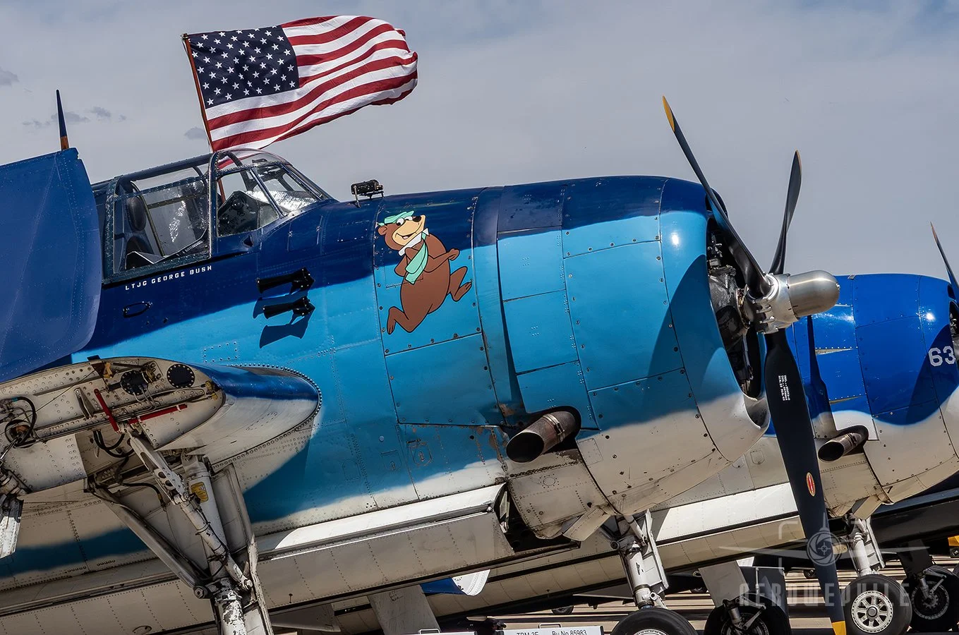 Yogi Bear on the side of this TBM-3 that was introduced during its time as a fire bomber.