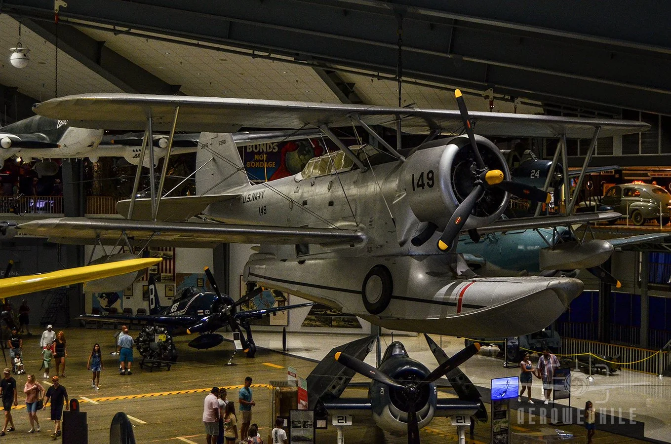 The J2F-6 on display was built by Columbia Aircraft. The venerable Duck served with all the services during the World War II, performing transport, observation/patrol, anti-submarine and search and rescue missions.