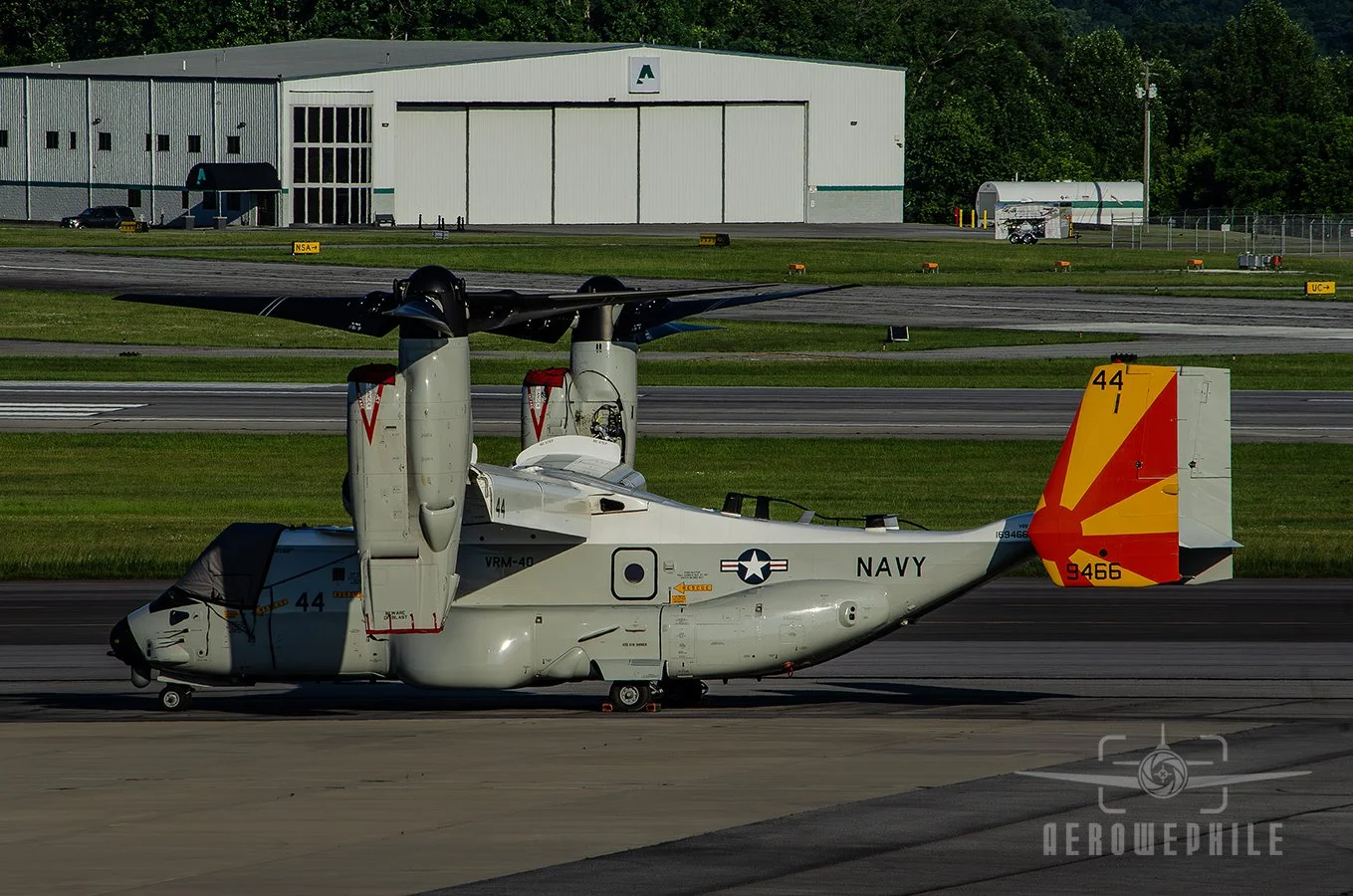 The wounded CMV-22B Osprey has been covered and prepared for an overnight stay.
28May26
