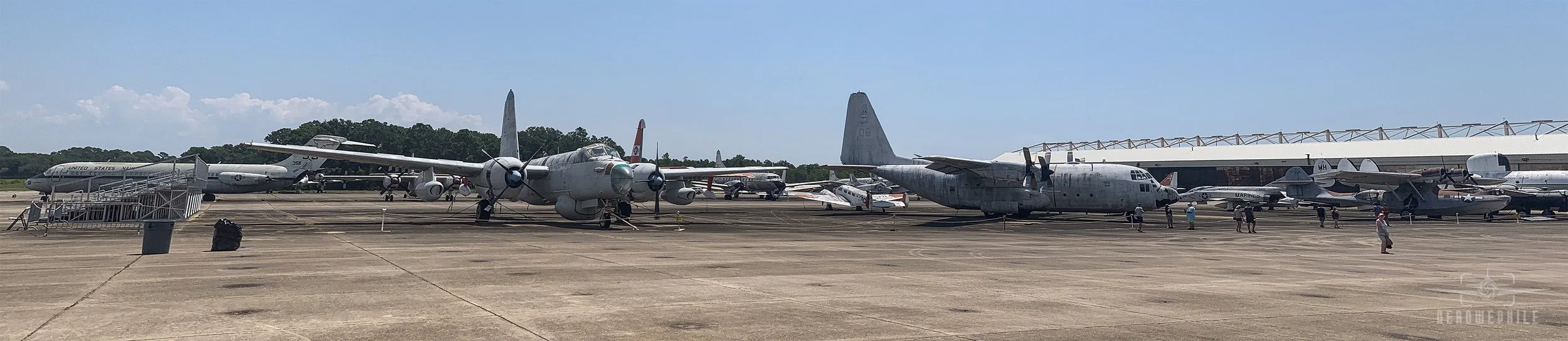 Outdoor aircraft storage area between the museum and the NAS Pensacola runway.