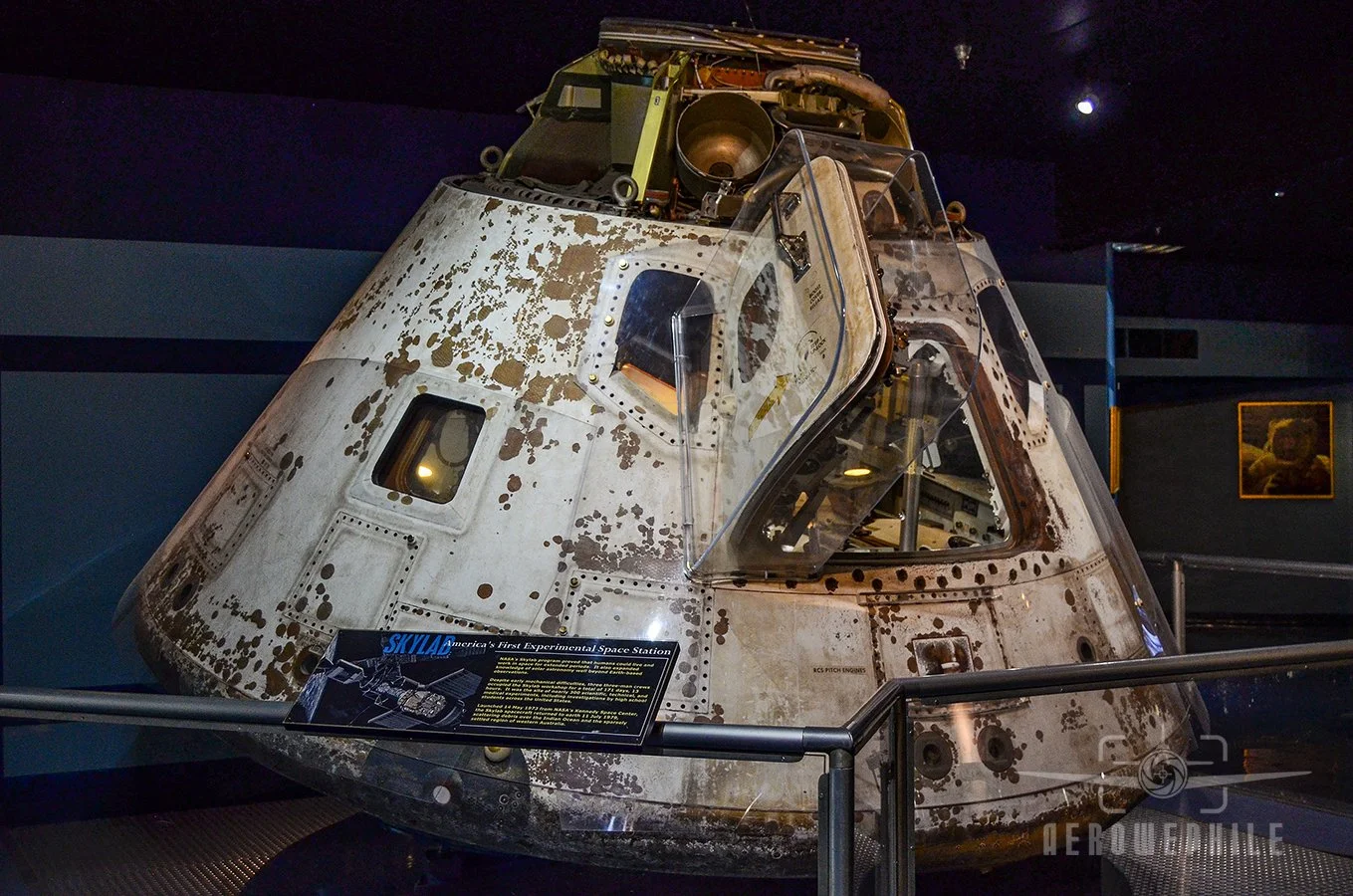 Skylab Command Module - A centerpiece of the Museum's collection of space artifacts is the command module for the Skylab II mission flown by an all-Navy crew (Charles Conrad, Paul Weitz and Joseph Kerwin).